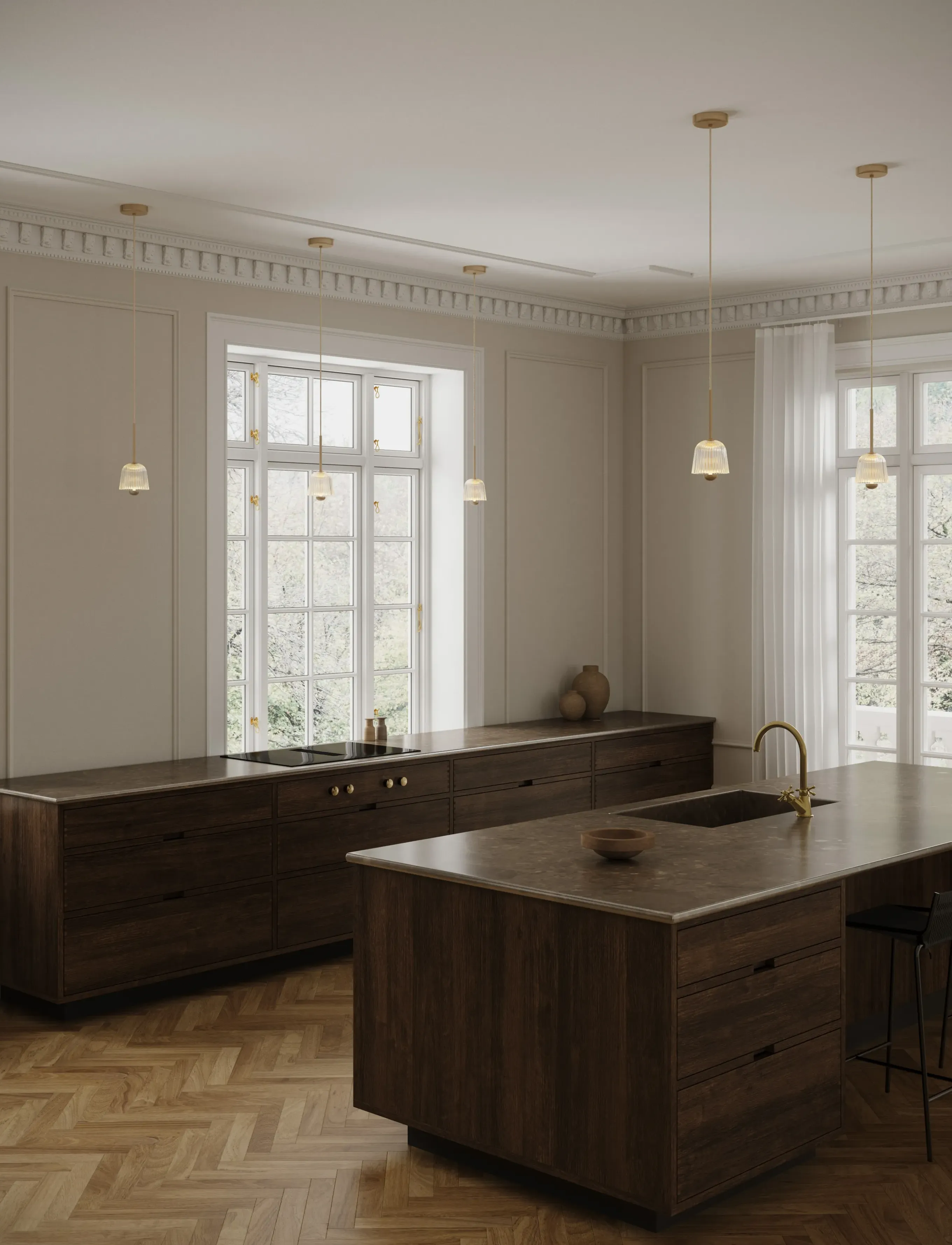 Nuura Asteea 1, satin brass / ripple clear - Nuura - BRASS / gold