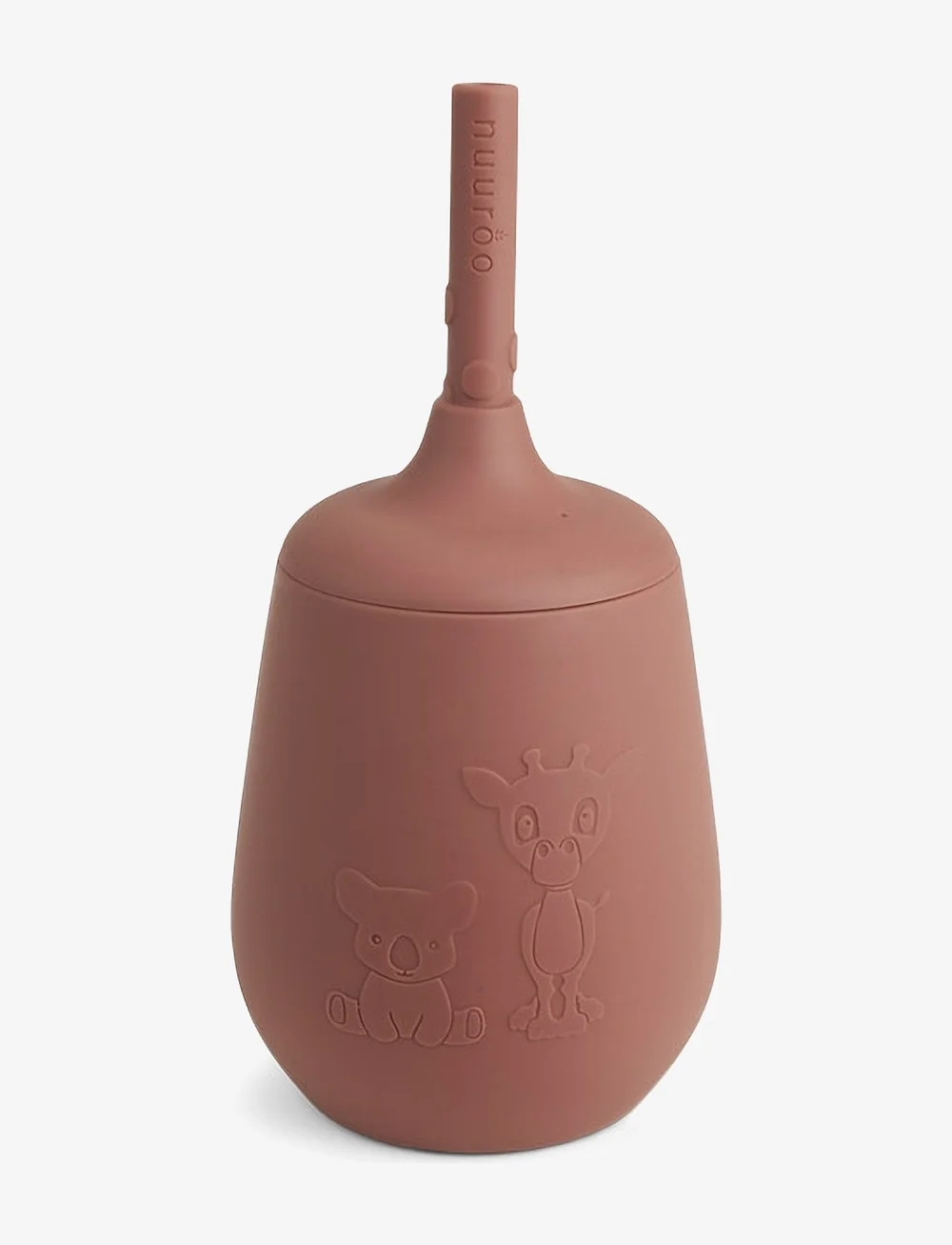 Nuuroo - Adita silicone cup with straw - schnabeltassen - mahogany - 0