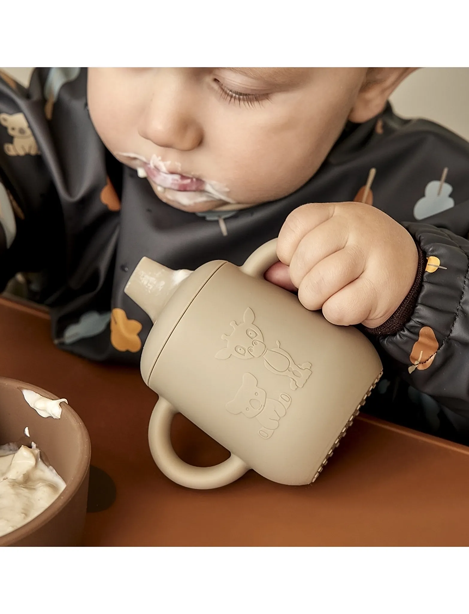Nuuroo Aiko Silicone Cup With Sippy Lid, Kinder, Schnabeltasse Mit Griffen, Creme, Gr.ONE SIZE