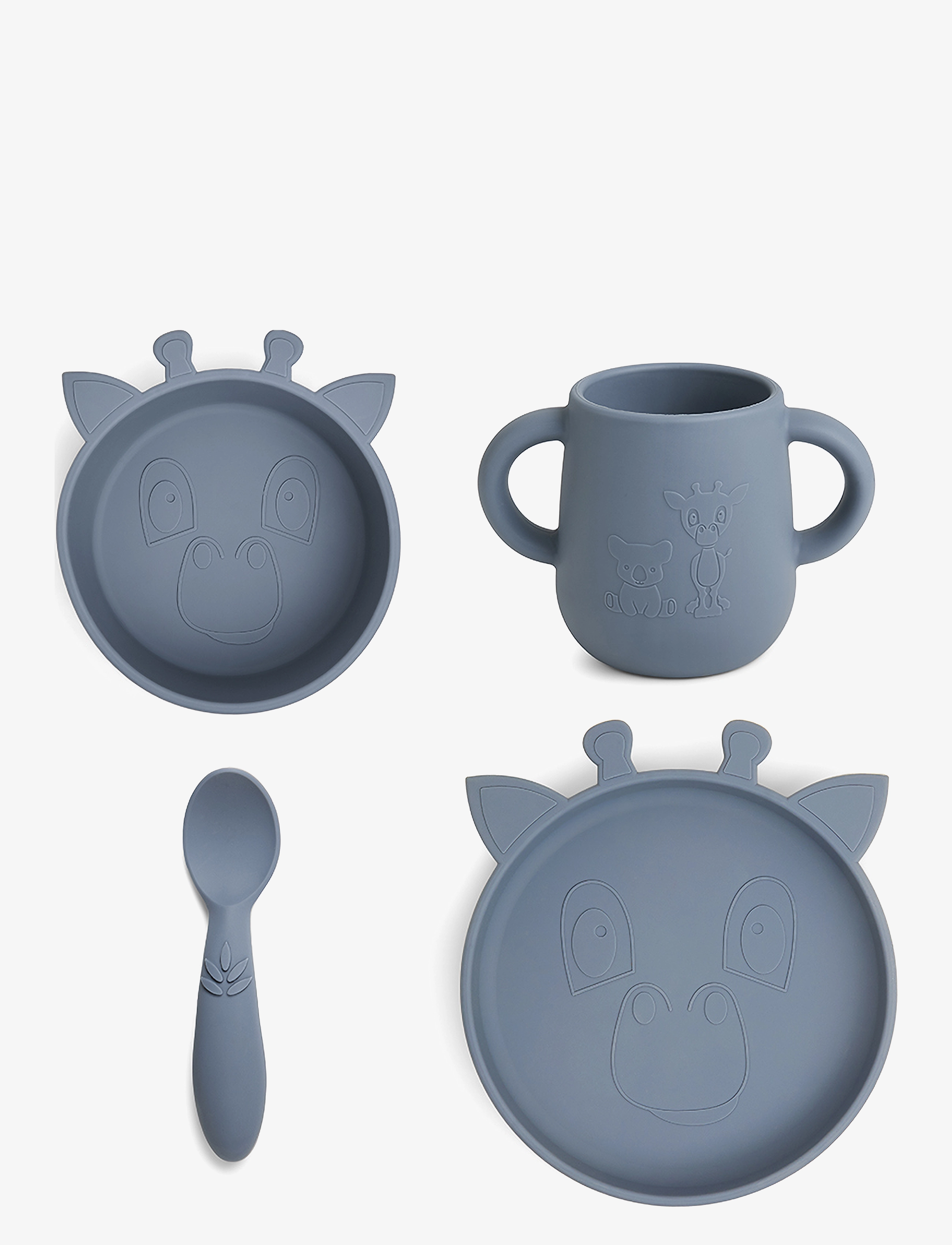 Nuuroo Lykke Silicone Dinner Set 4-Pack Giraf, One Size, Blue, Måltid > Middagssæt, Børn