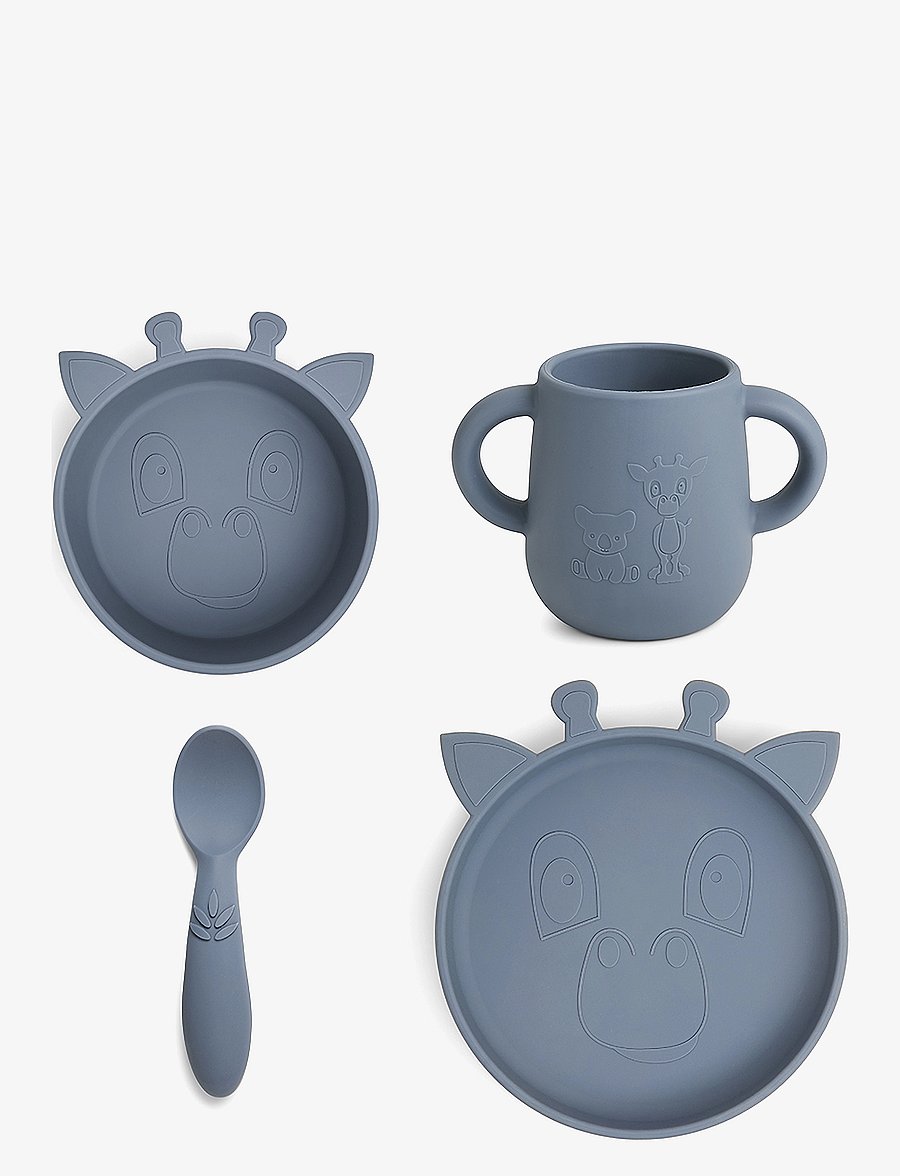 Nuuroo - Lykke silicone dinner set 4-pack Giraf - essgeschirr - bering sea - 0