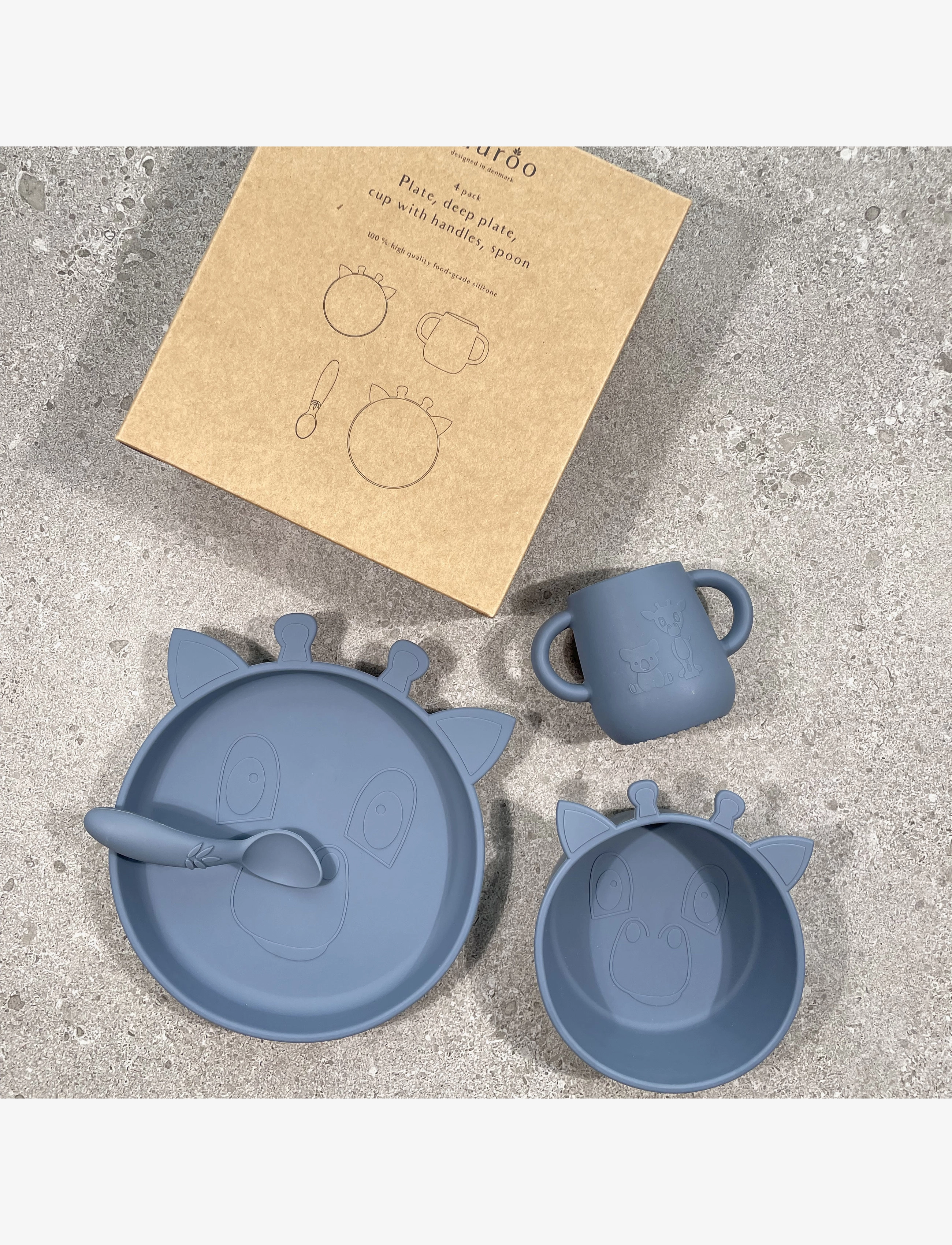 Nuuroo - Lykke silicone dinner set 4-pack Giraf - astiasetit - bering sea - 1