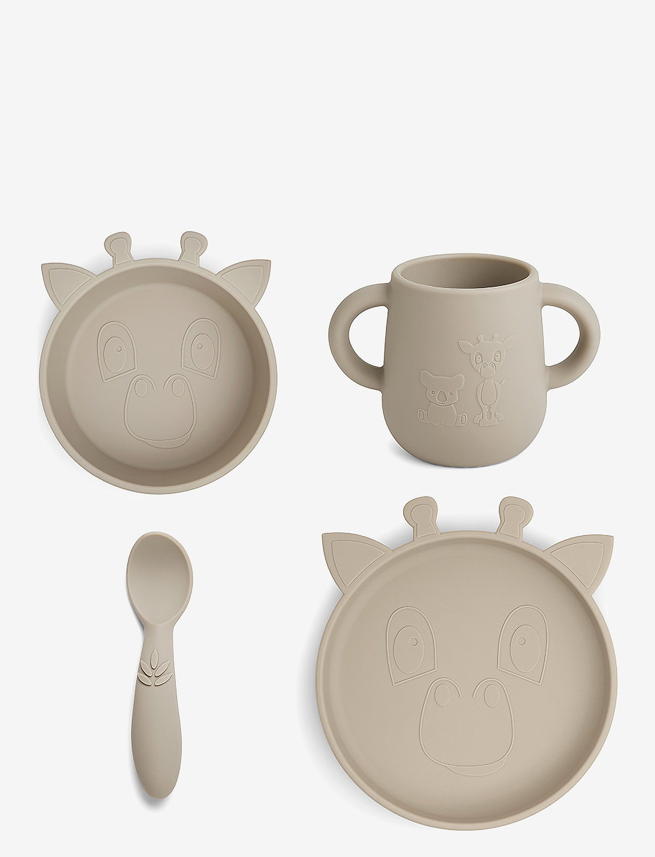 Nuuroo - Lykke silicone dinner set 4-pack Giraf - Õhtusöögikomplektid - cobblestone - 0