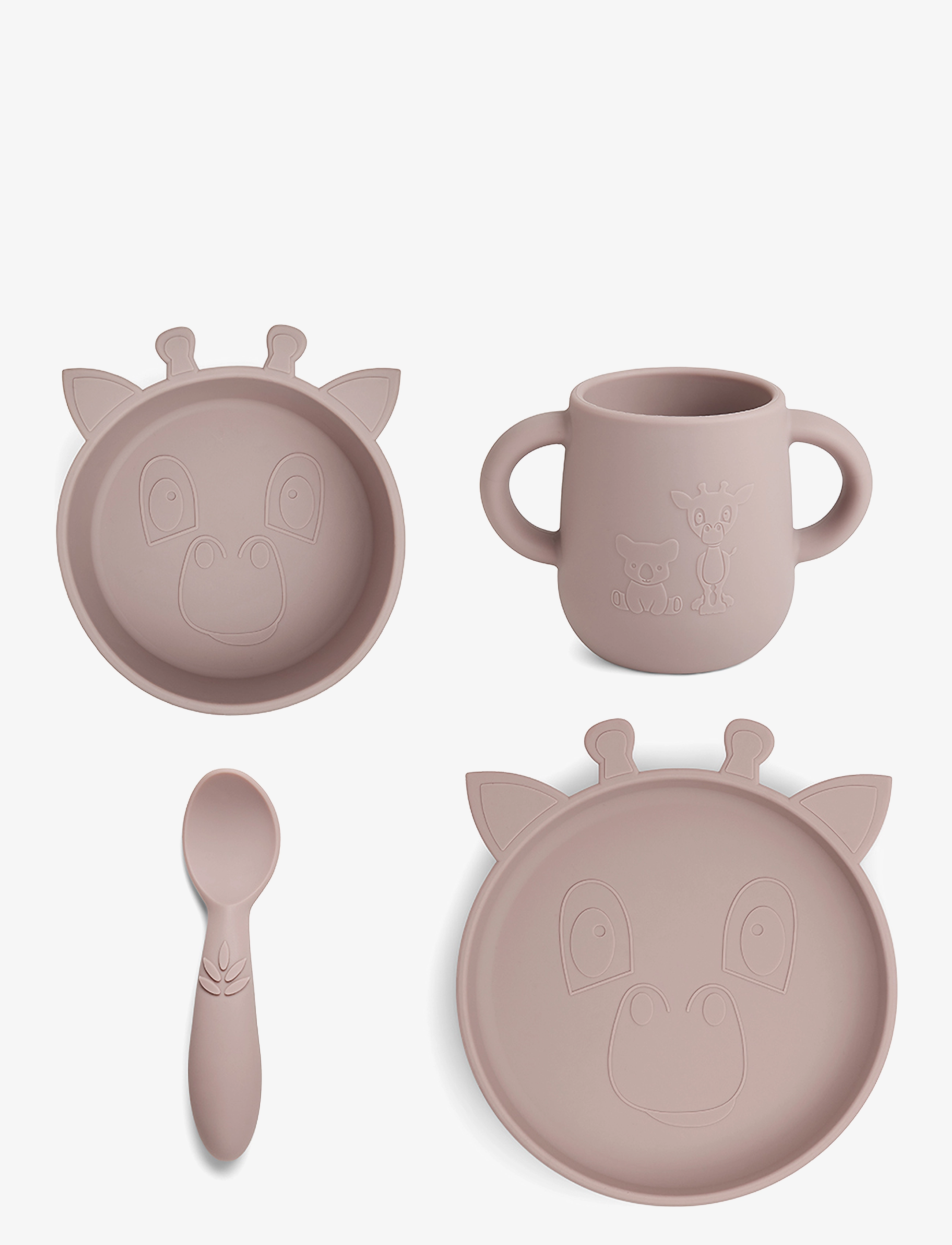 Nuuroo Lykke Silicone Dinner Set 4-Pack Giraf, One Size, Pink, Måltid > Middagssæt, Børn
