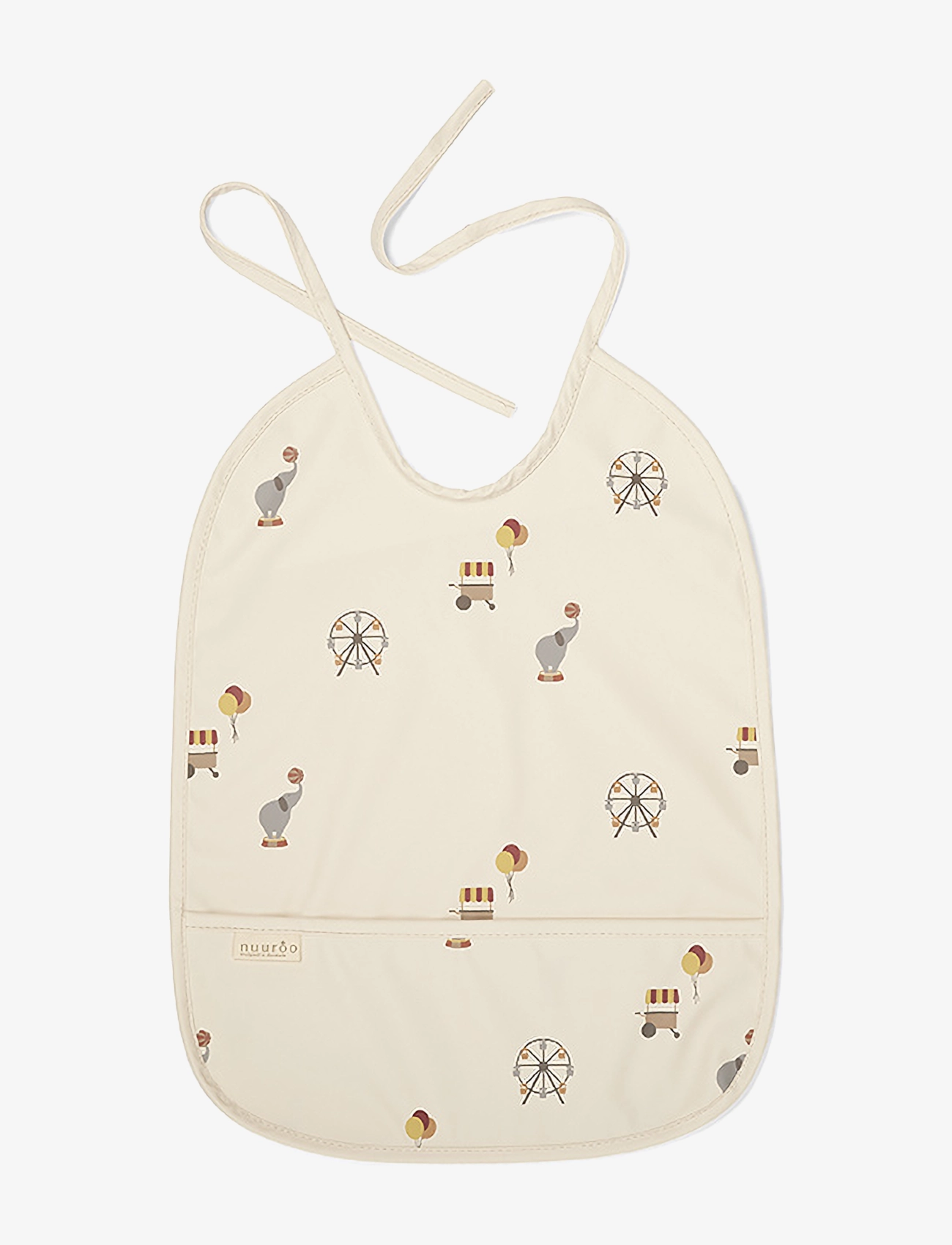 Nuuroo Ida Bib Coated, Børn, Trykt Belagt Hagesmæk Med Lomme, Cream, Str: 28X 37CM