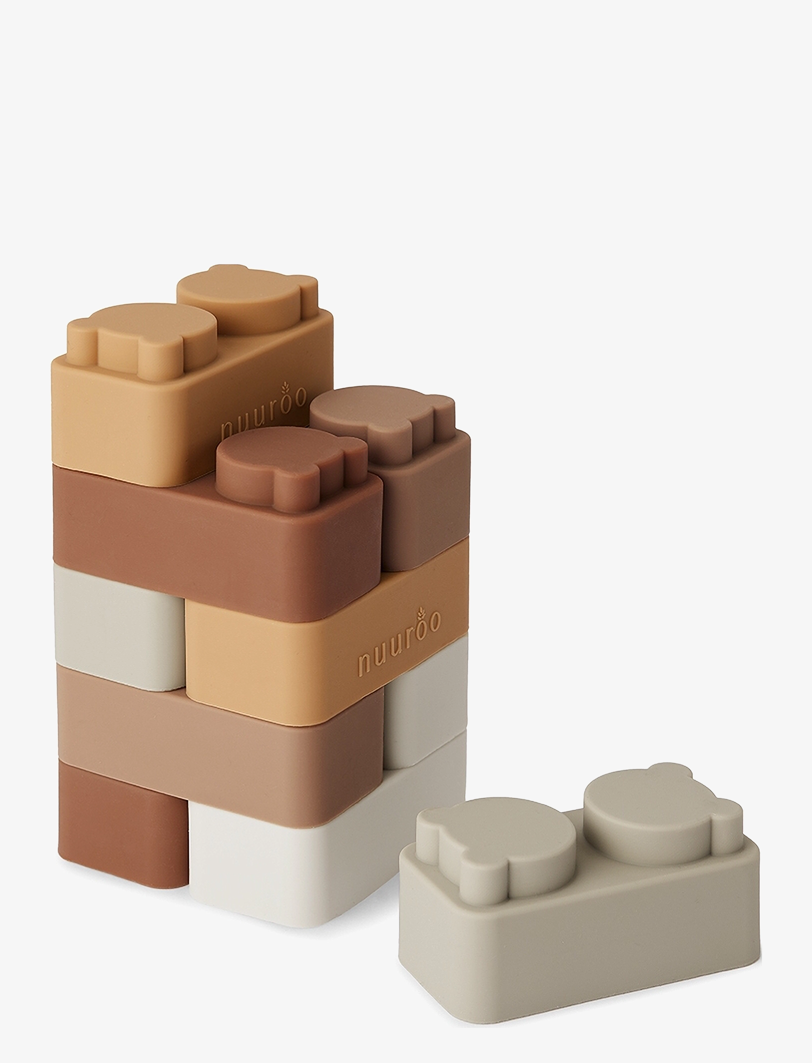 Nuuroo Pile Silicone Building Bricks 10 Pcs., One Size, Sets & Blocks, Braun - Kinder
