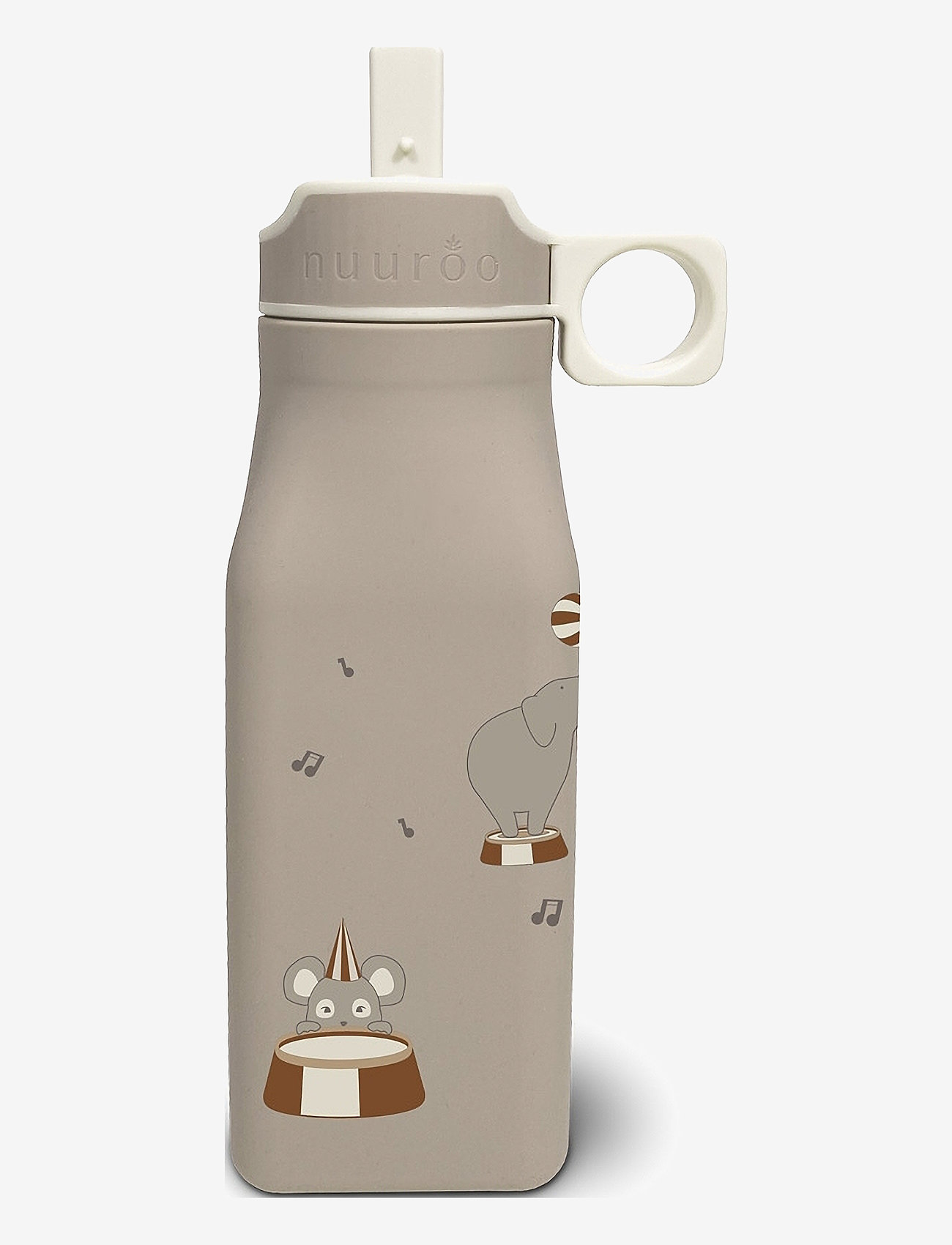 Nuuroo - Storm silicone drinking bottle 450 ml - pipmuggar - cream carnival train - 0