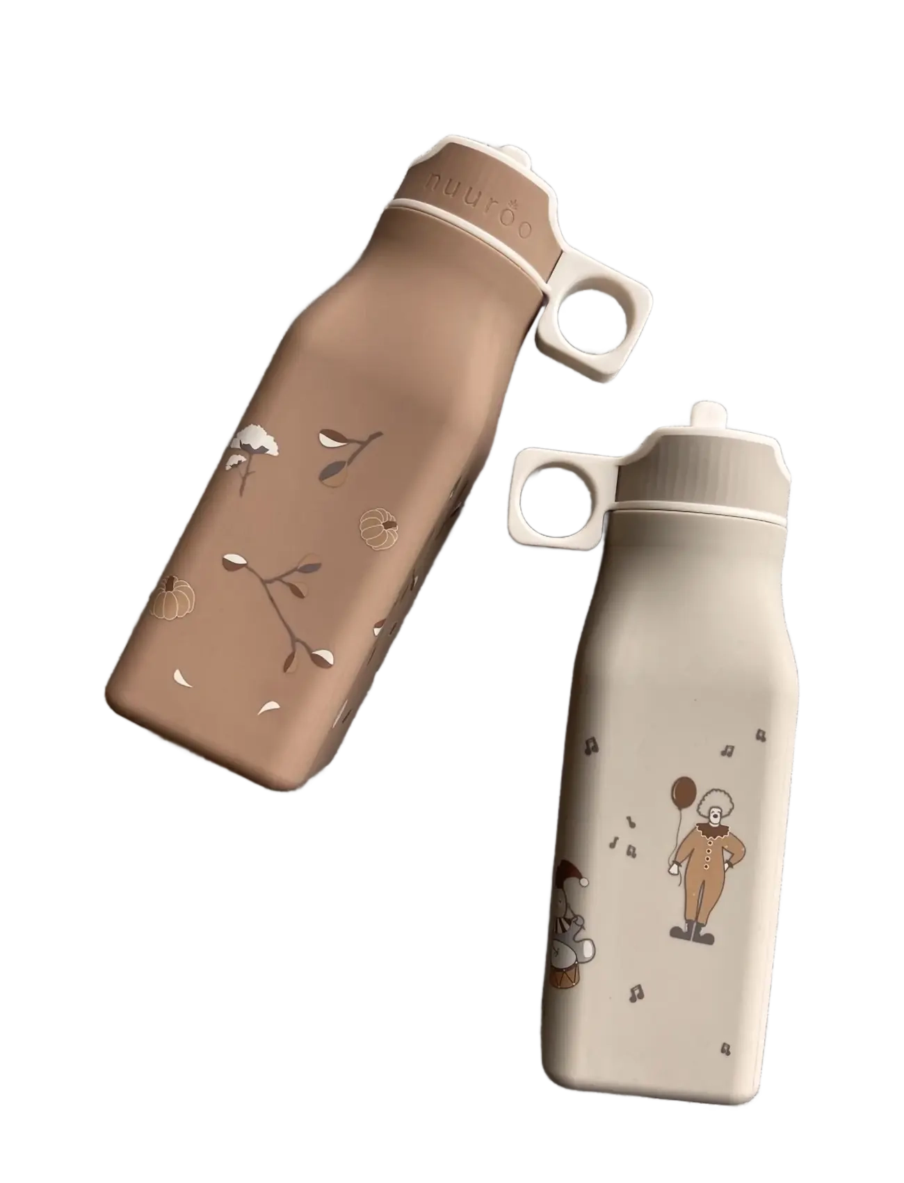 Nuuroo - Storm silicone drinking bottle 450 ml - kubki do picia - cream carnival train - 1