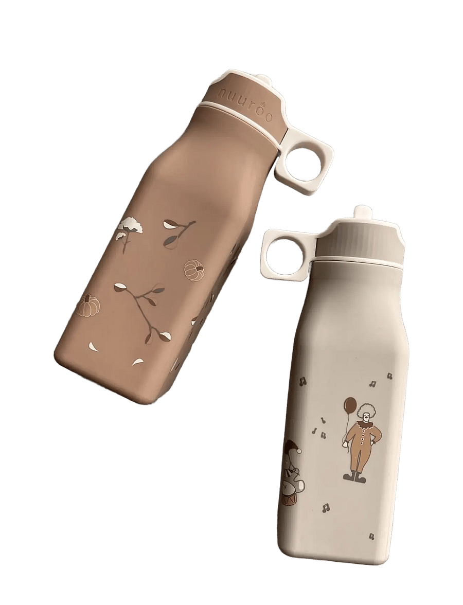 Nuuroo - Storm silicone drinking bottle 450 ml - schnabeltassen - cream carnival train - 1