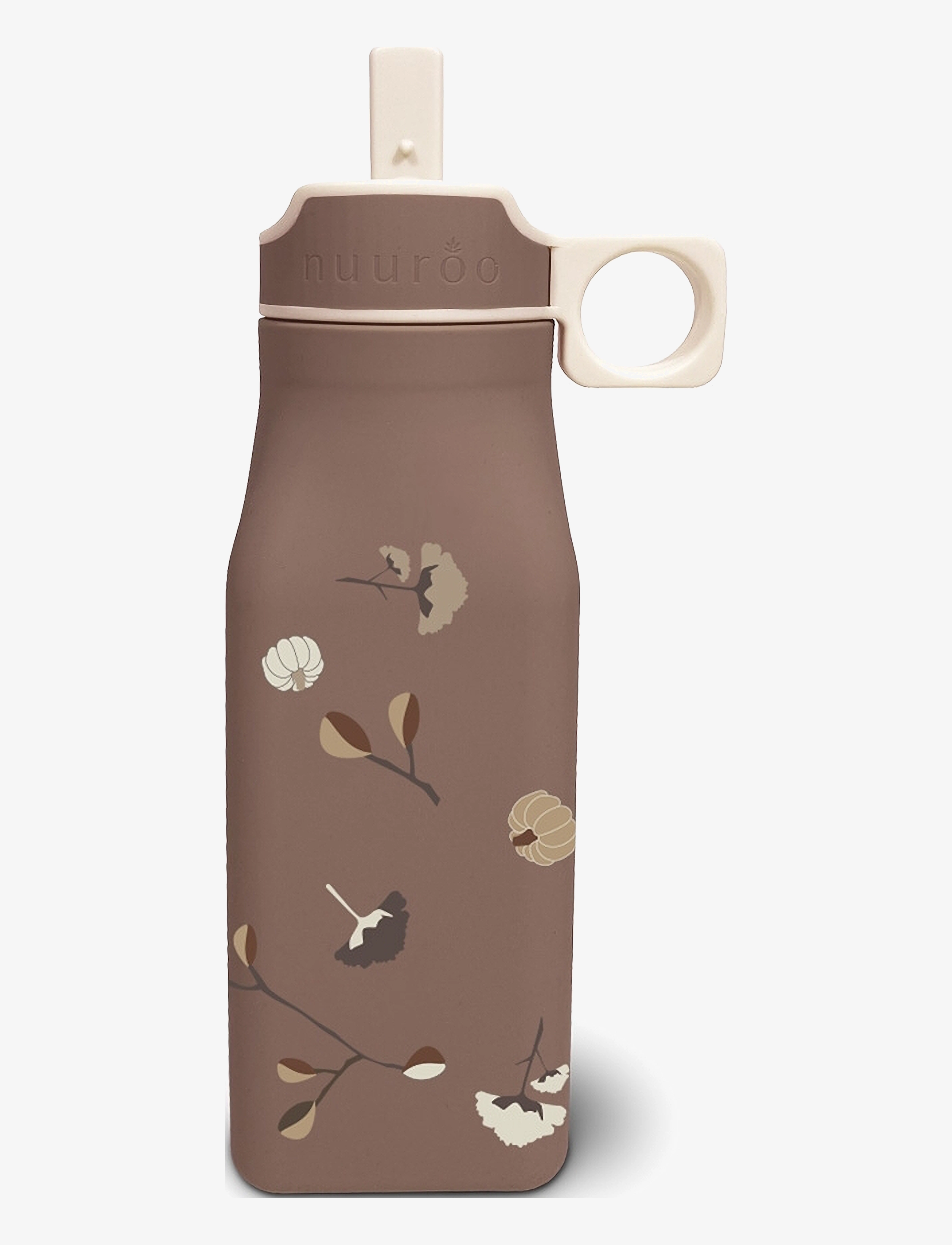Nuuroo Storm silicone drinking bottle 450 ml - 4 for 3 - PUMPKIN FLOWER / brown
