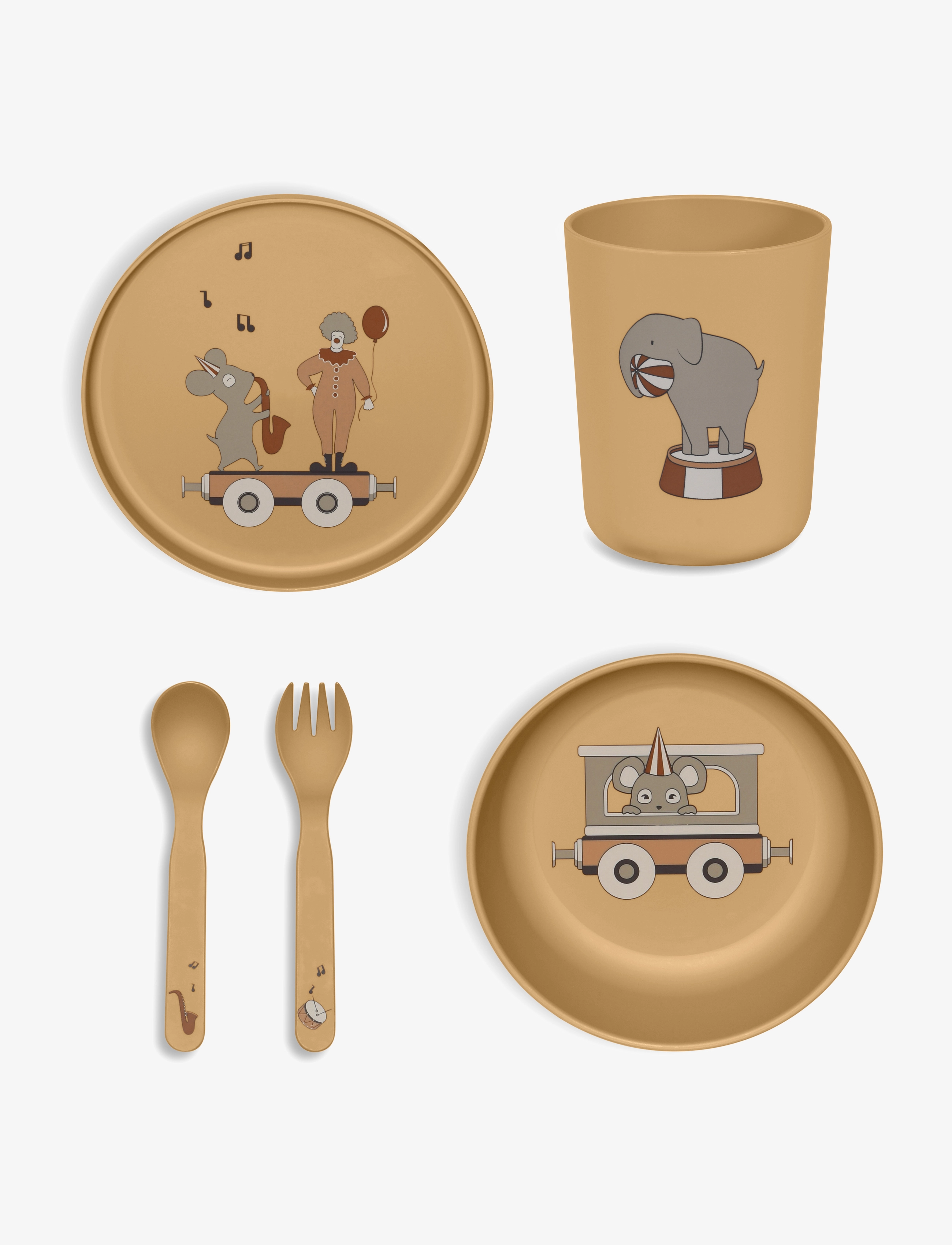 Nuuroo Marius Pla Dinner Set 5-Pack, Dinner Sæt, Gul, Str: ONE SIZE