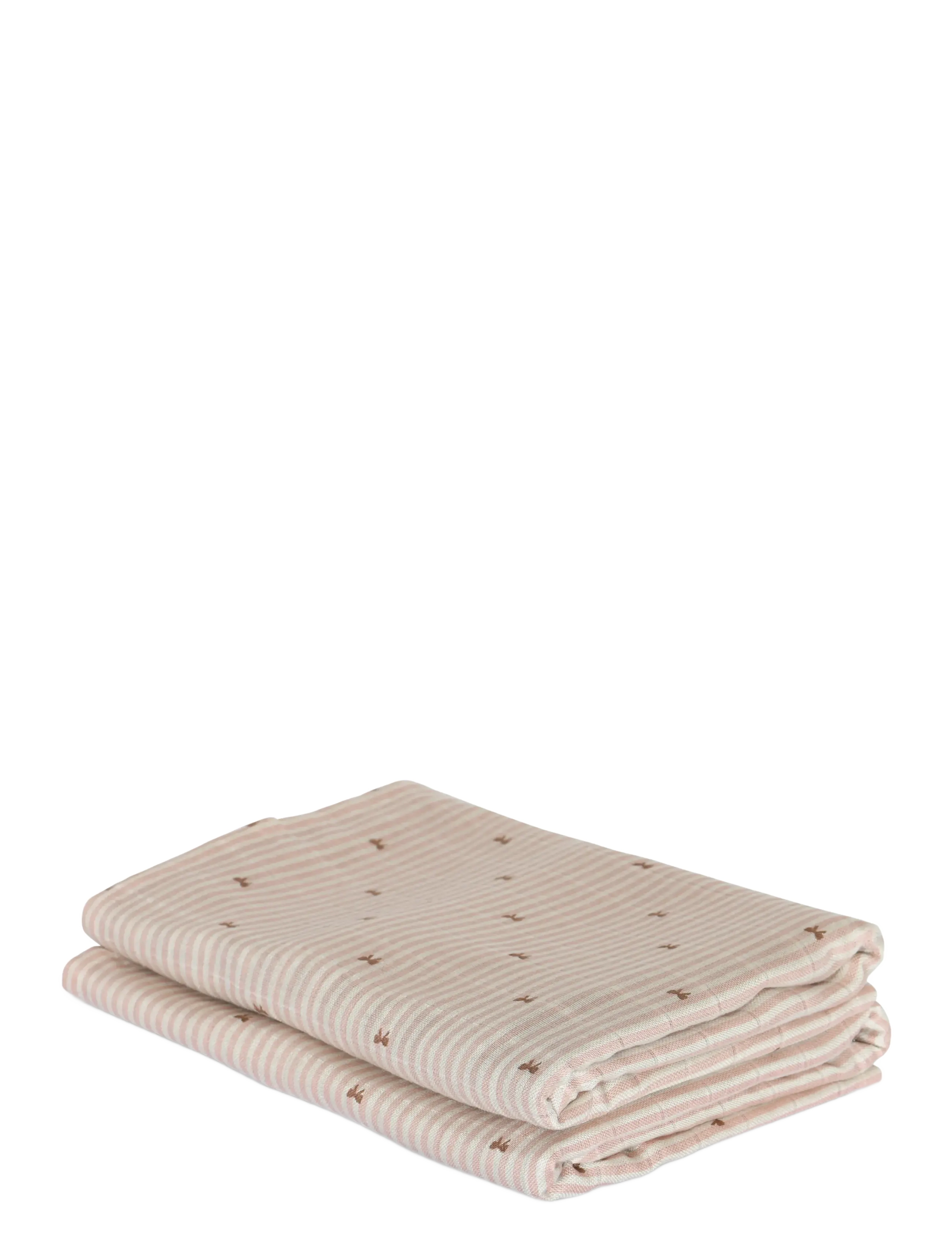 Nuuroo Josefine bamboo muslin cloth 2-pack - Nuuroo - STRIPE BOW / pink/rose
