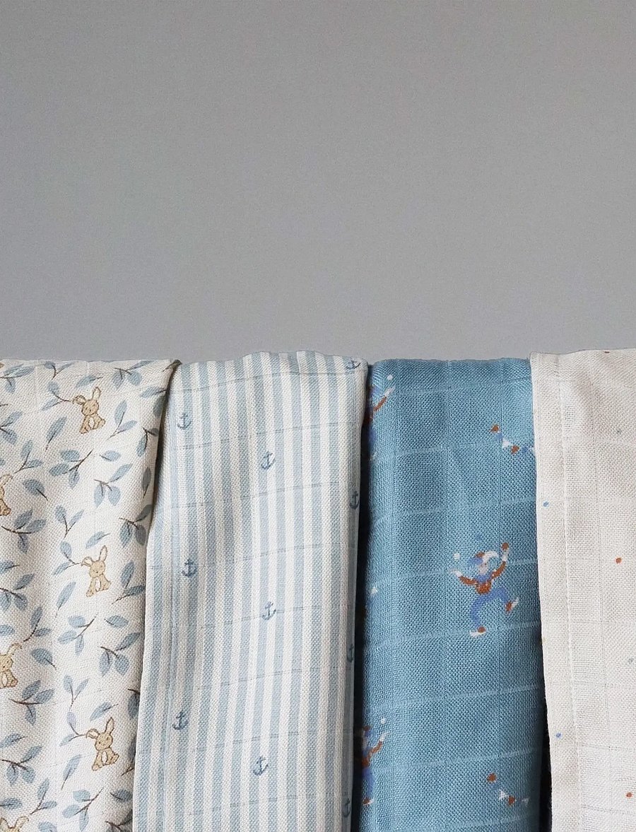 Nuuroo - Valentin bamboo muslin swaddle - musliinist tekid - bunny leaf - 3