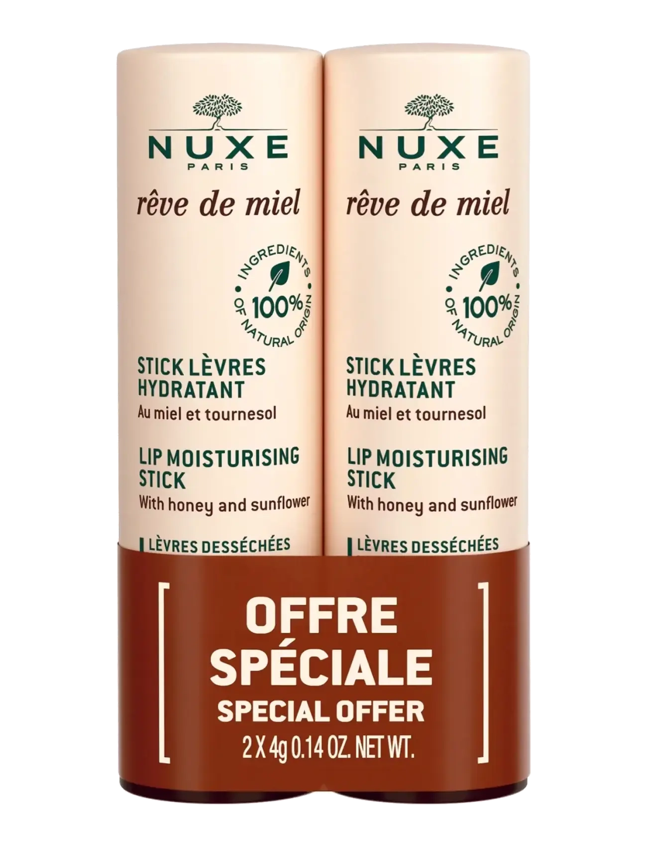 NUXE Lip Stick Duopack, Rêve De Miel, Læbepomade, Nude, Str: ONE SIZE