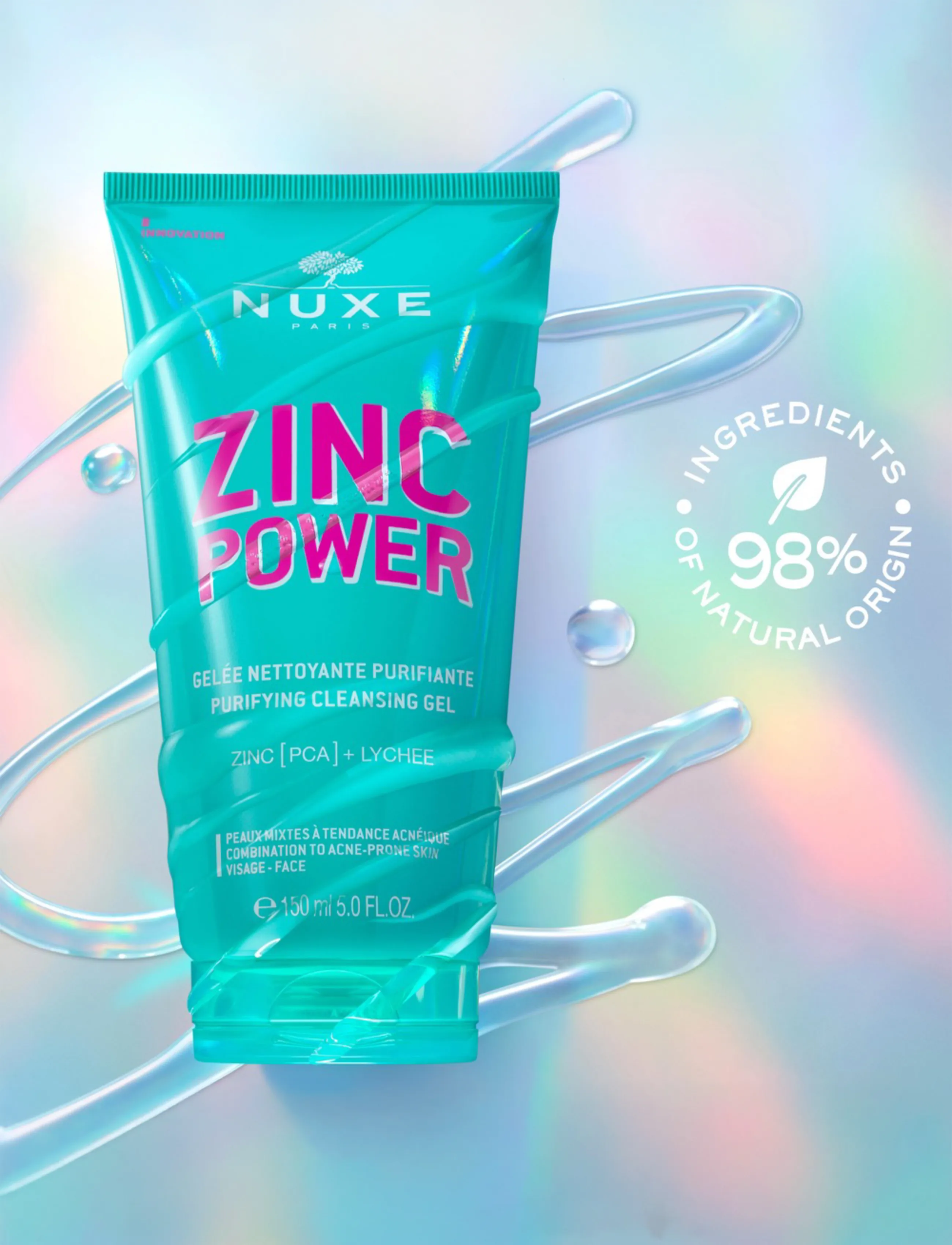 NUXE - ZINC POWER PURIFYING CLEANSING GEL 150 ML - hreinsigel - clear - 5