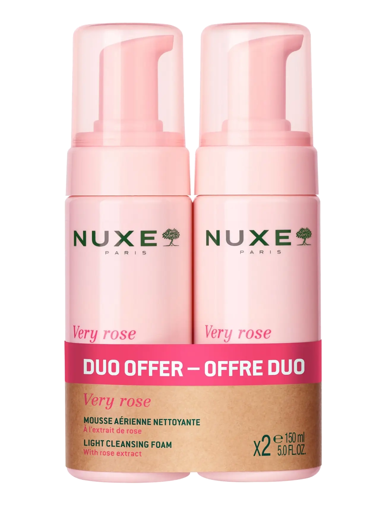 NUXE Very Rose Cleansing Foam Duo Pack 2X150 Ml, Skummende rensemiddel, Nude, Str: ONE SIZE