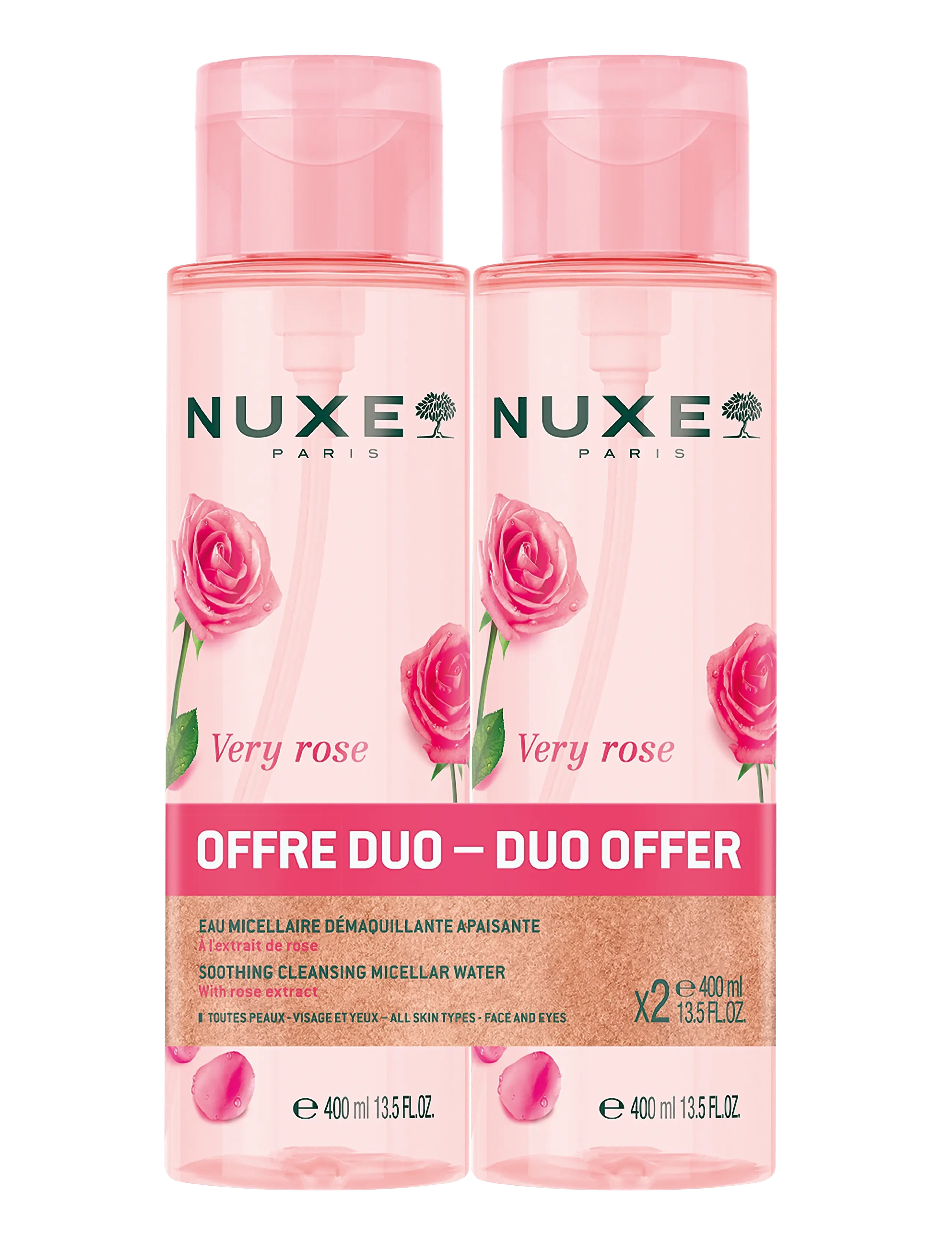 NUXE Very Rose Micellar Water 2X400 Ml, Micellarvand, Nude, Str: ONE SIZE