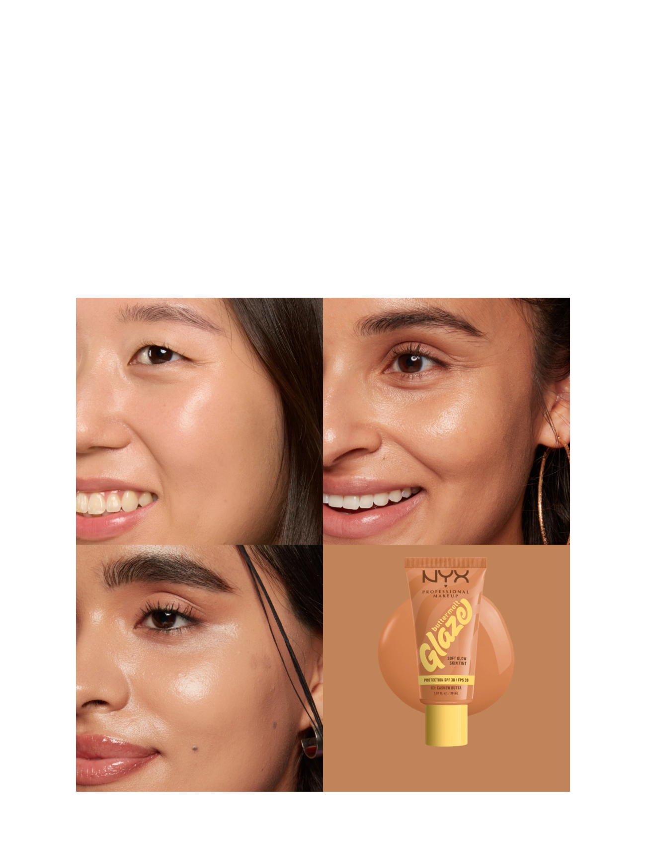 NYX Professional Makeup - NYX Professional Makeup Buttermelt Glaze Skin Tint SPF30 foundation 08 Nutmeg Butta 30 ml - makeup - cashew butta - 1