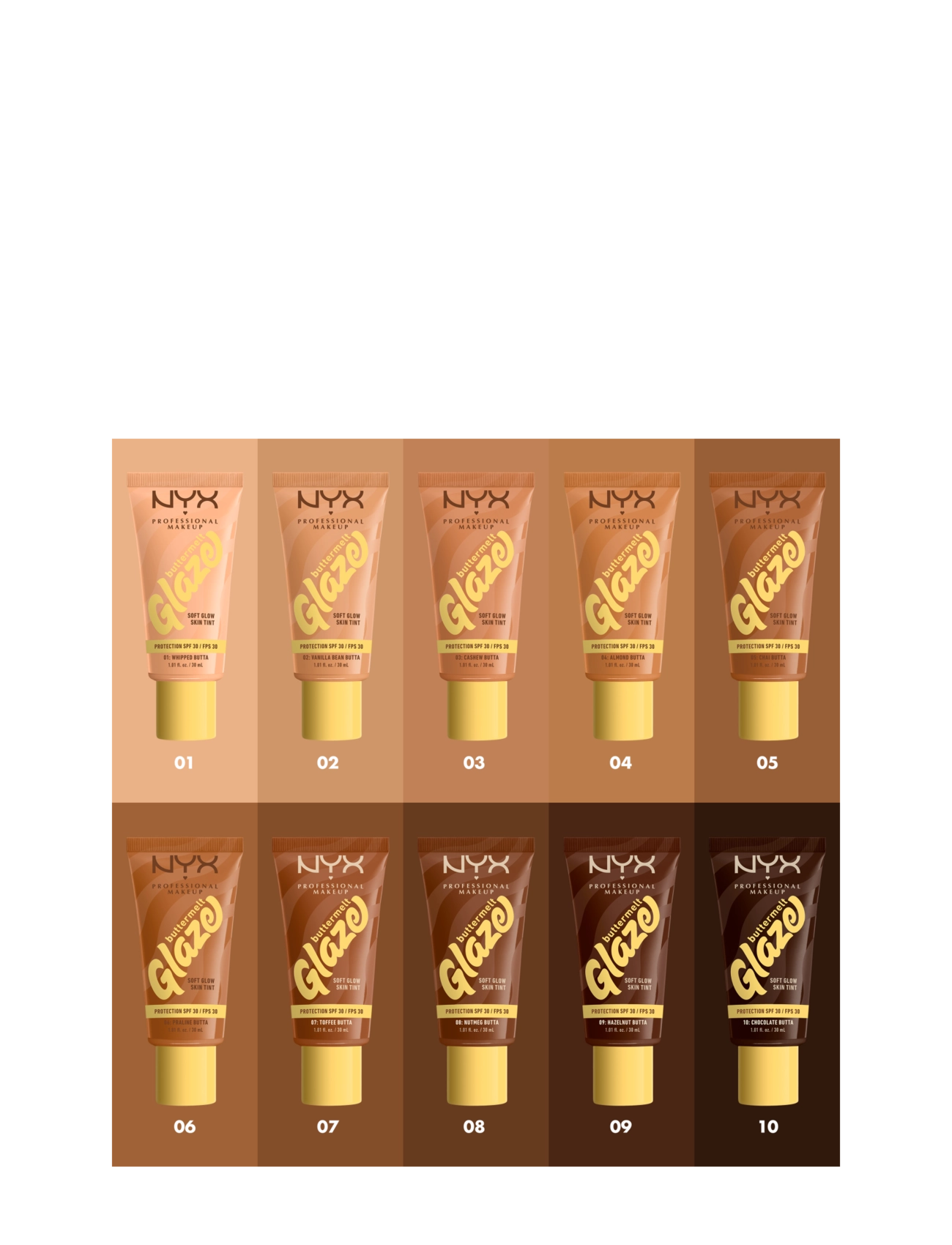NYX Professional Makeup - NYX Professional Makeup Buttermelt Glaze Skin Tint SPF30 foundation 08 Nutmeg Butta 30 ml - makeup - cashew butta - 4