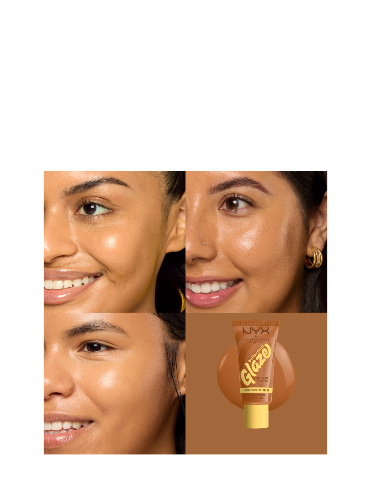 NYX Professional Makeup - NYX Professional Makeup Buttermelt Glaze Skin Tint SPF30 foundation 08 Nutmeg Butta 30 ml - smink - praline butta - 1
