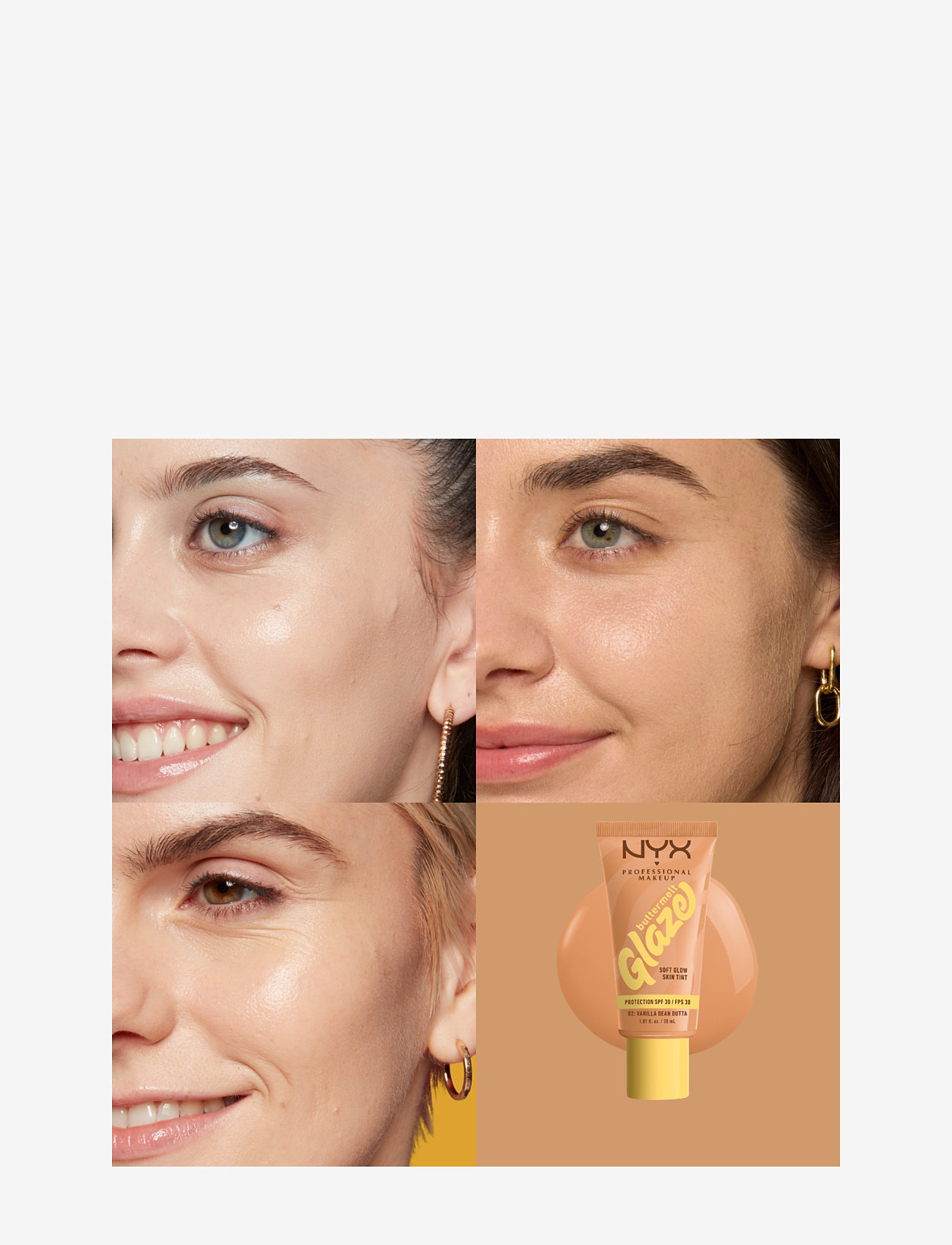 NYX Professional Makeup - NYX Professional Makeup Buttermelt Glaze Skin Tint SPF30 foundation 01 Whipped Butta 30 ml - makeup - vanilla bean butta - 1