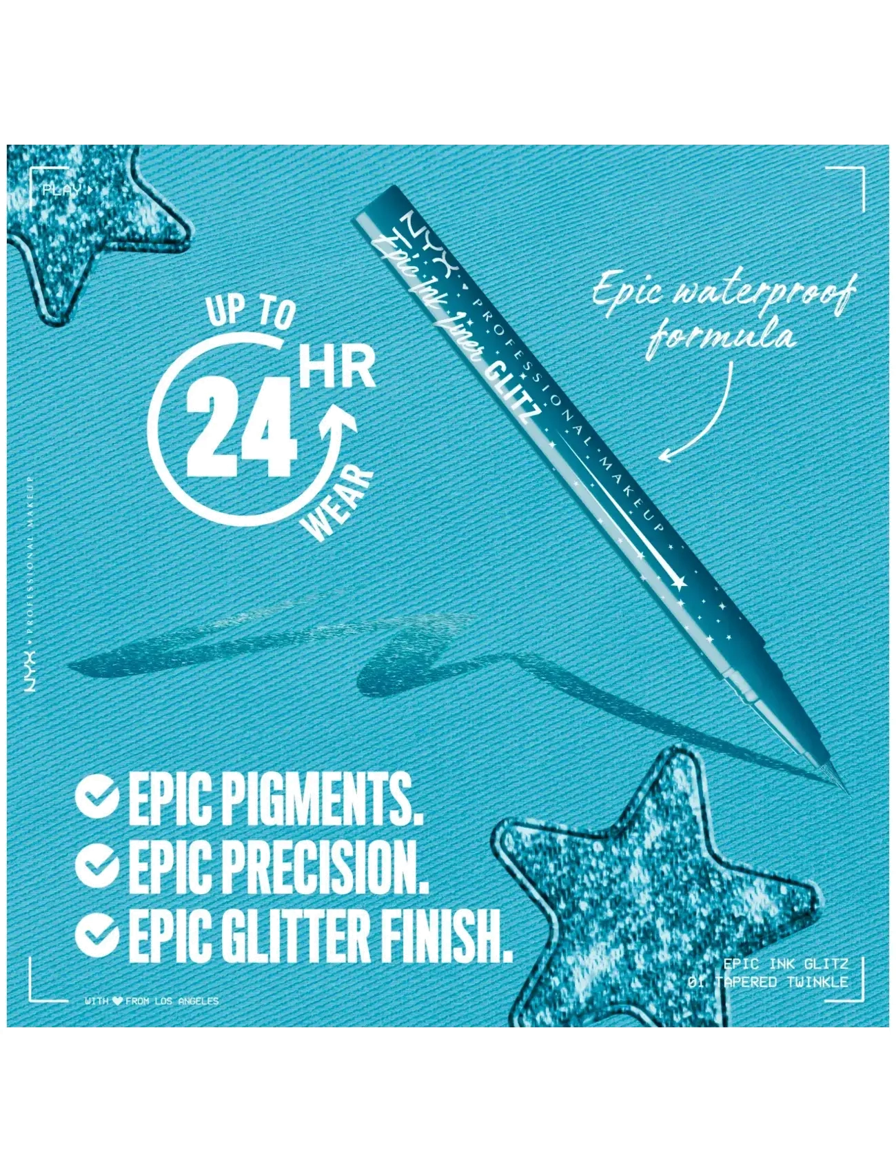 NYX Professional Makeup - NYX Professional Makeup Epic Ink Liner Glitz Waterproof 01 Tapered Twinkle 0,01 g - makeup - tapered twinkle - 3