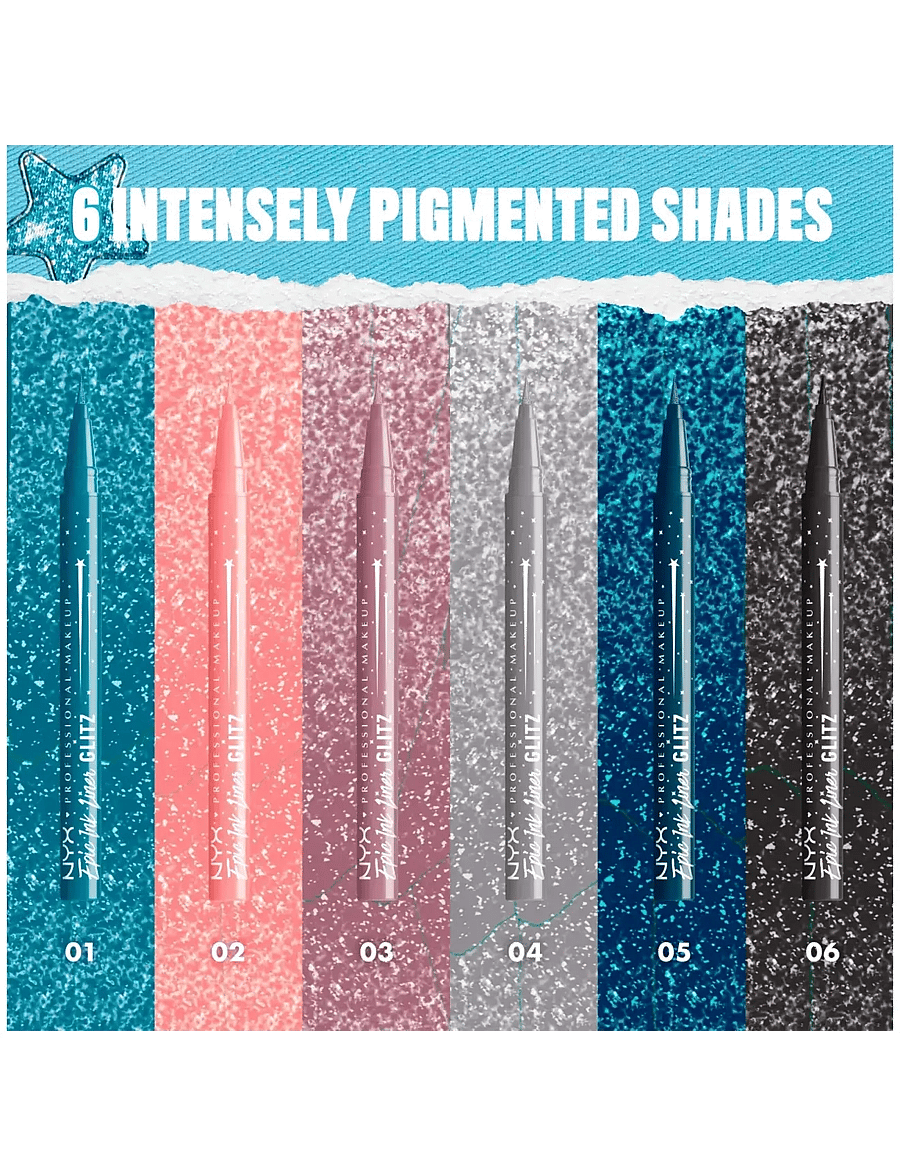 NYX Professional Makeup - NYX Professional Makeup Epic Ink Liner Glitz Waterproof 01 Tapered Twinkle 0,01 g - smink - tapered twinkle - 5