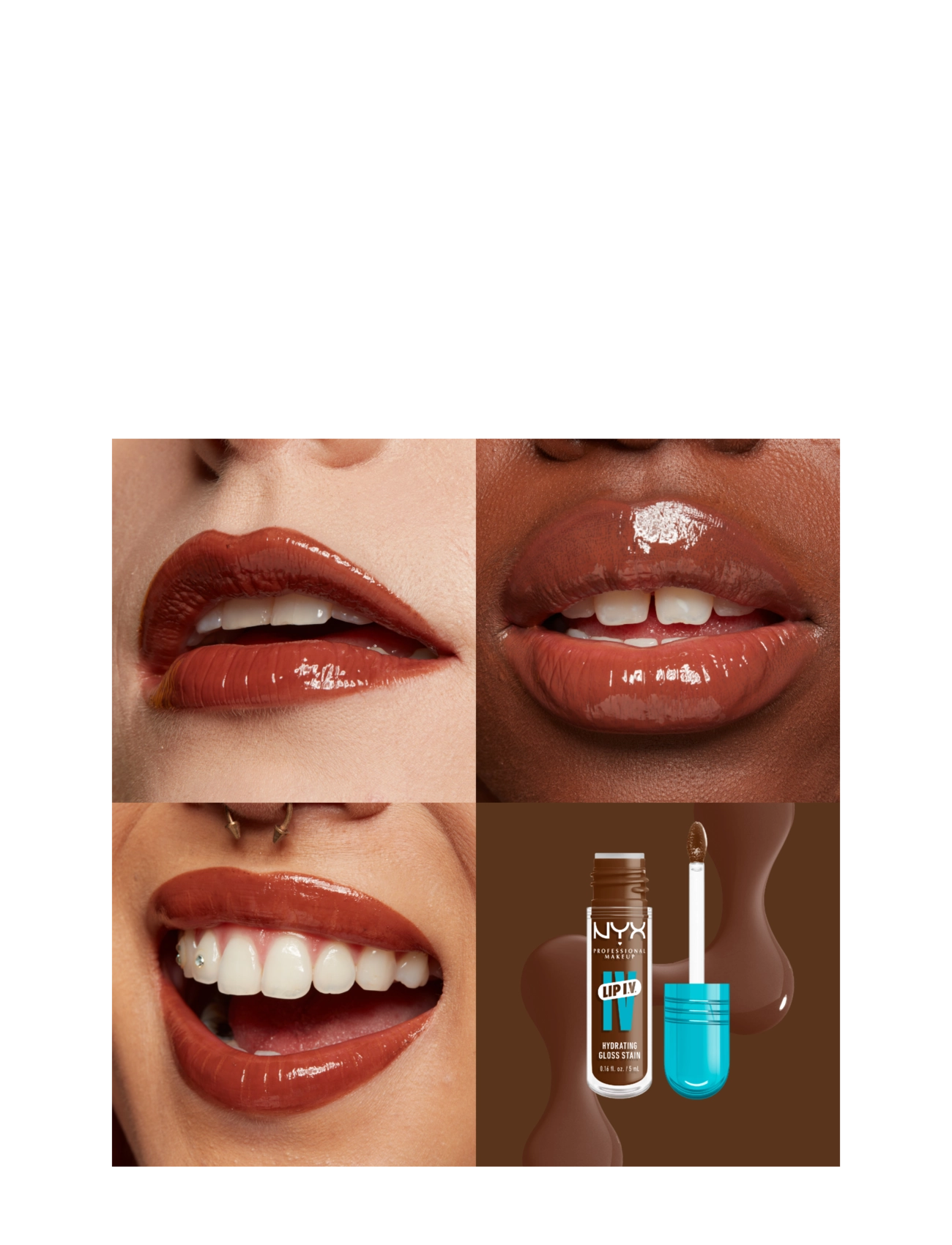 NYX Professional Makeup - NYX Professional Makeup Lip I.V. Hydrating Gloss Stain läppglans 01 Caramel Drip 5 ml - lip stain - cocoa quench! - 2
