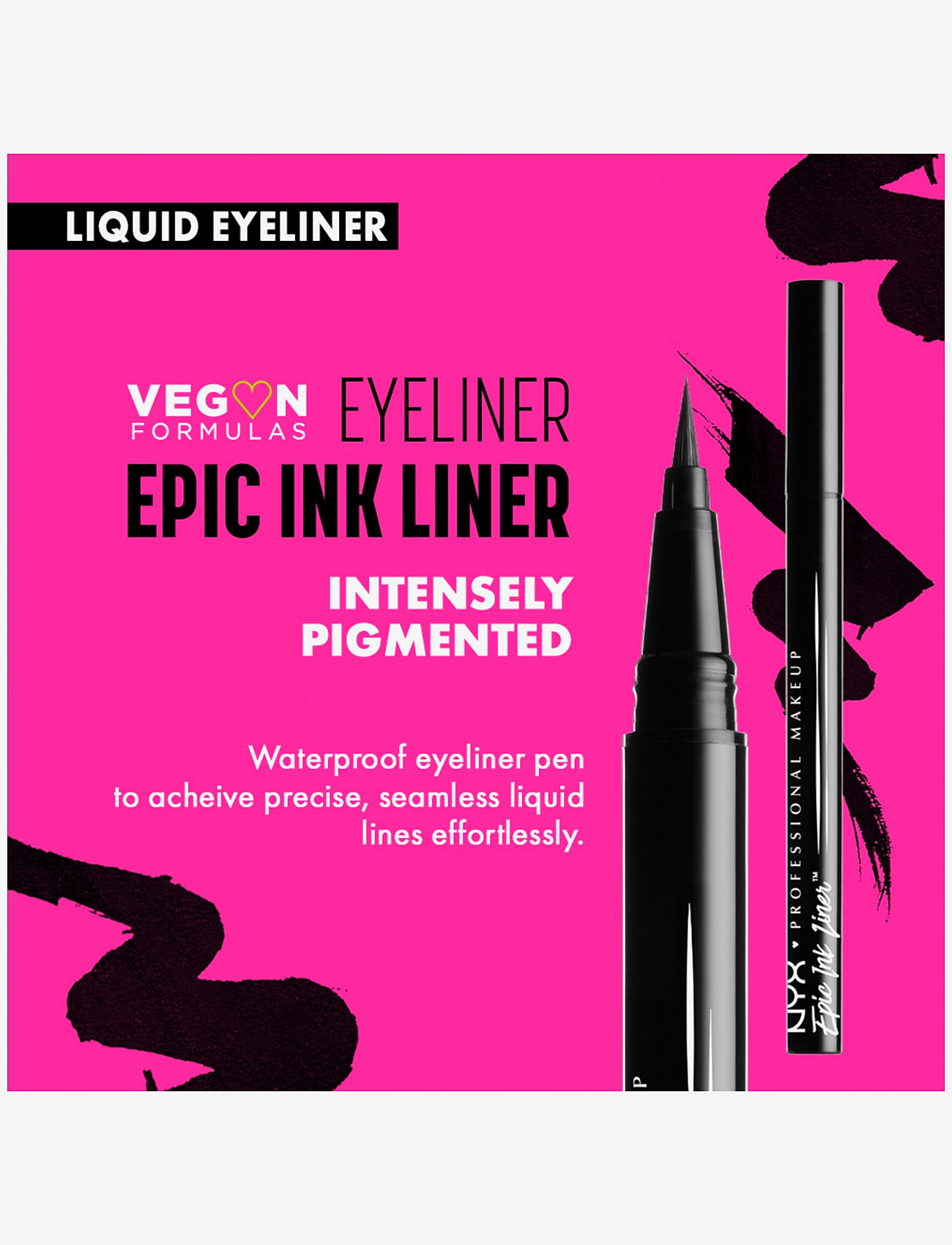 NYX Professional Makeup - NYX Professional Makeup, Epic Ink Liner, waterproof liquid eyeliner, 01 Black, 1ml - smink - black - 1