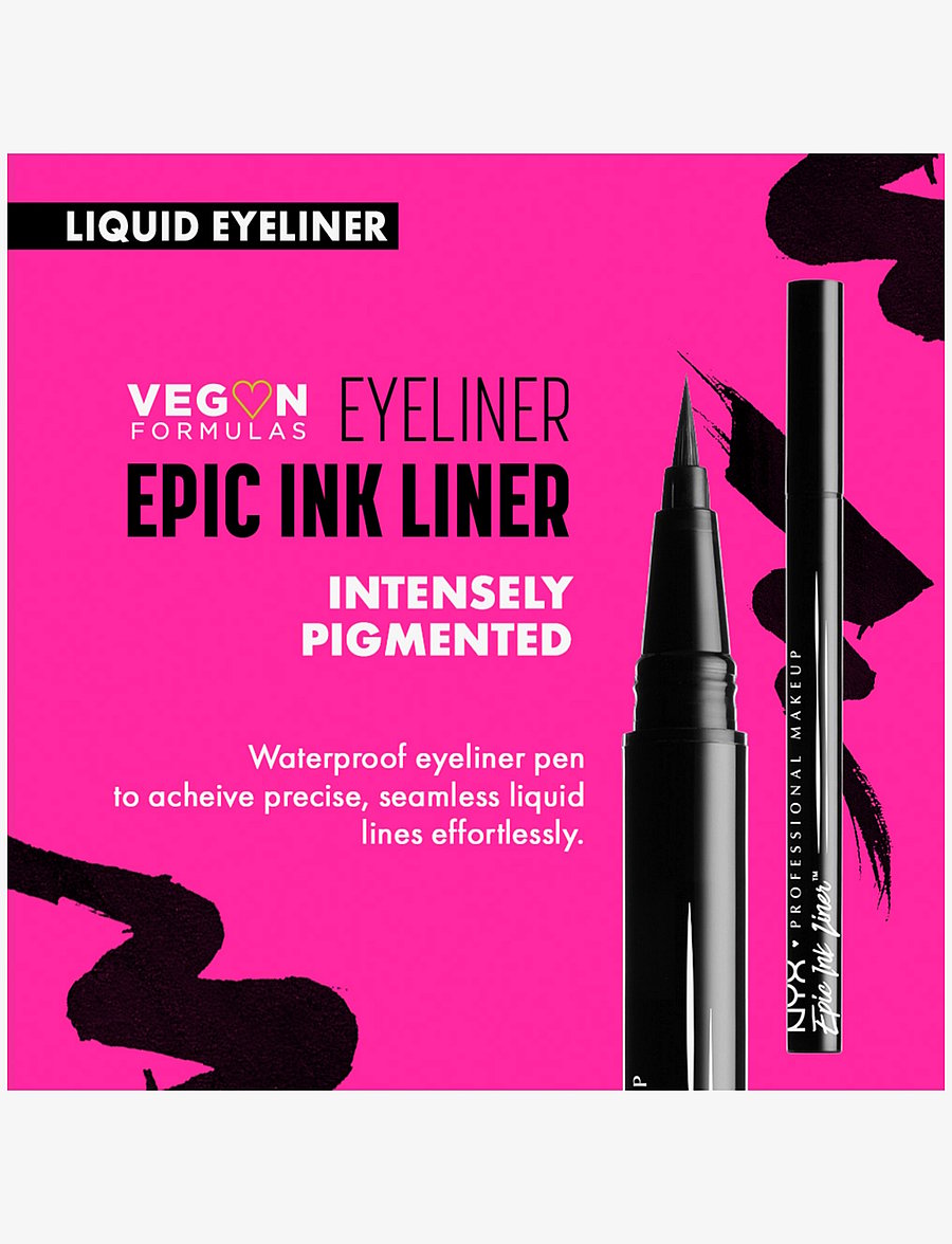 NYX Professional Makeup - NYX Professional Makeup, Epic Ink Liner, waterproof liquid eyeliner, 01 Black, 1ml - smink - black - 1