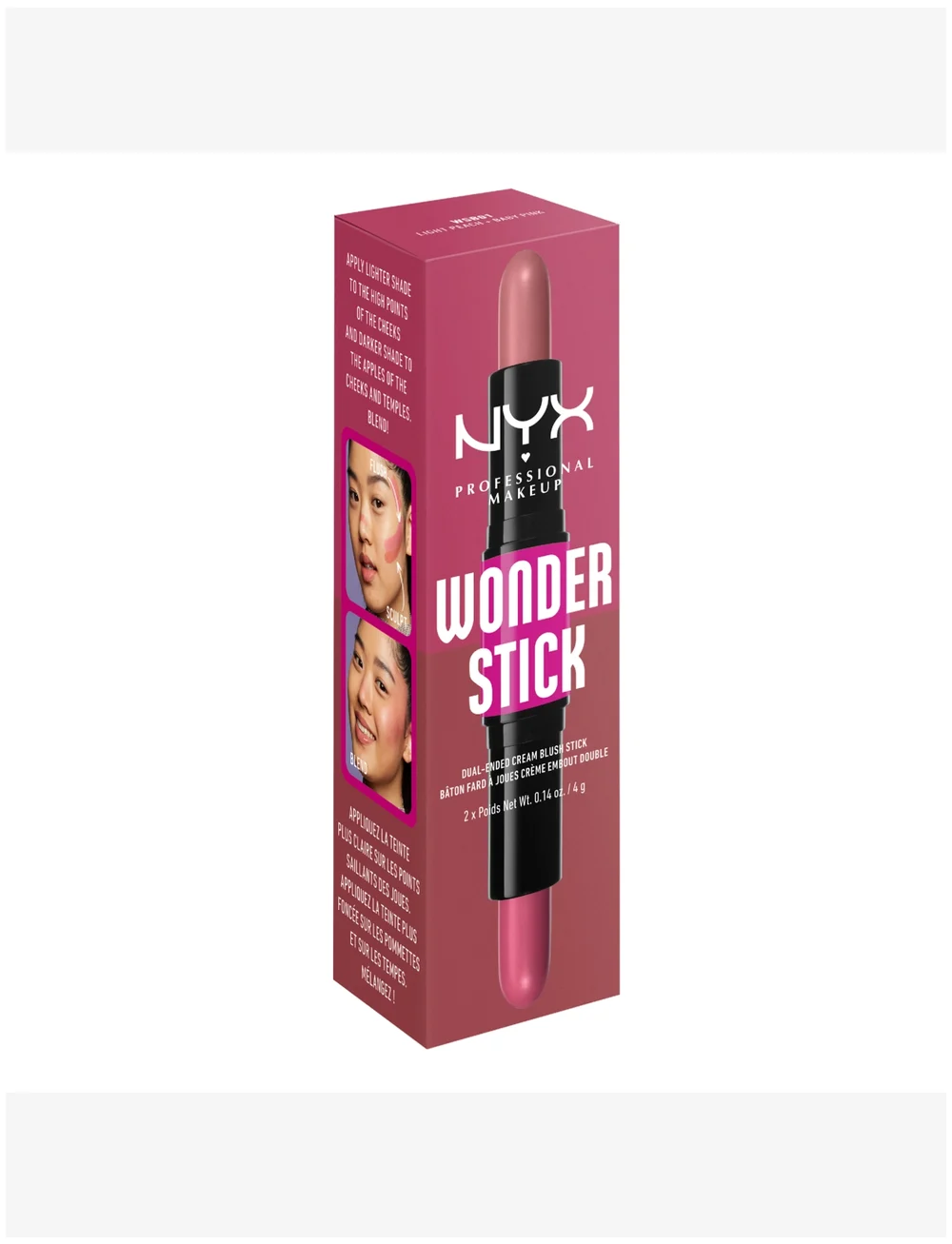 NYX Professional Makeup - Wonder Stick Dual-Ended Cream Blush Stick - makeup - light peach n baby pink - 3