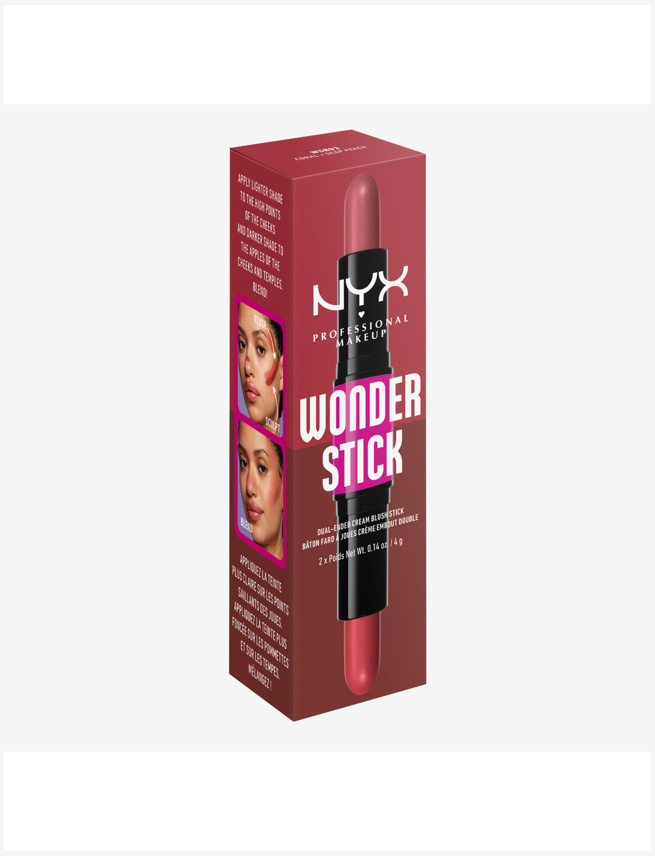 NYX Professional Makeup - Wonder Stick Dual-Ended Cream Blush Stick - förðunarvörur - coral n deep peach - 2