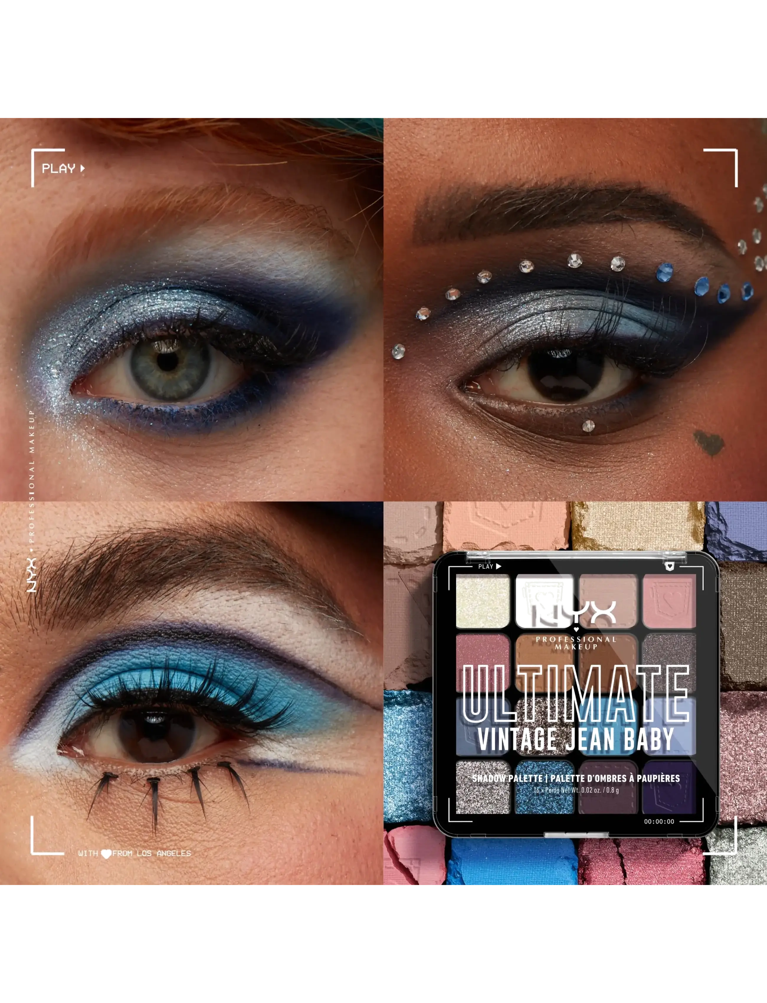 NYX Professional Makeup - NYX Professional Makeup Ultimate Shadow Palette 16 Pan 01W Vintage Jean Baby 12,8 g - Ögon & bryn  - vintage jean baby - 3