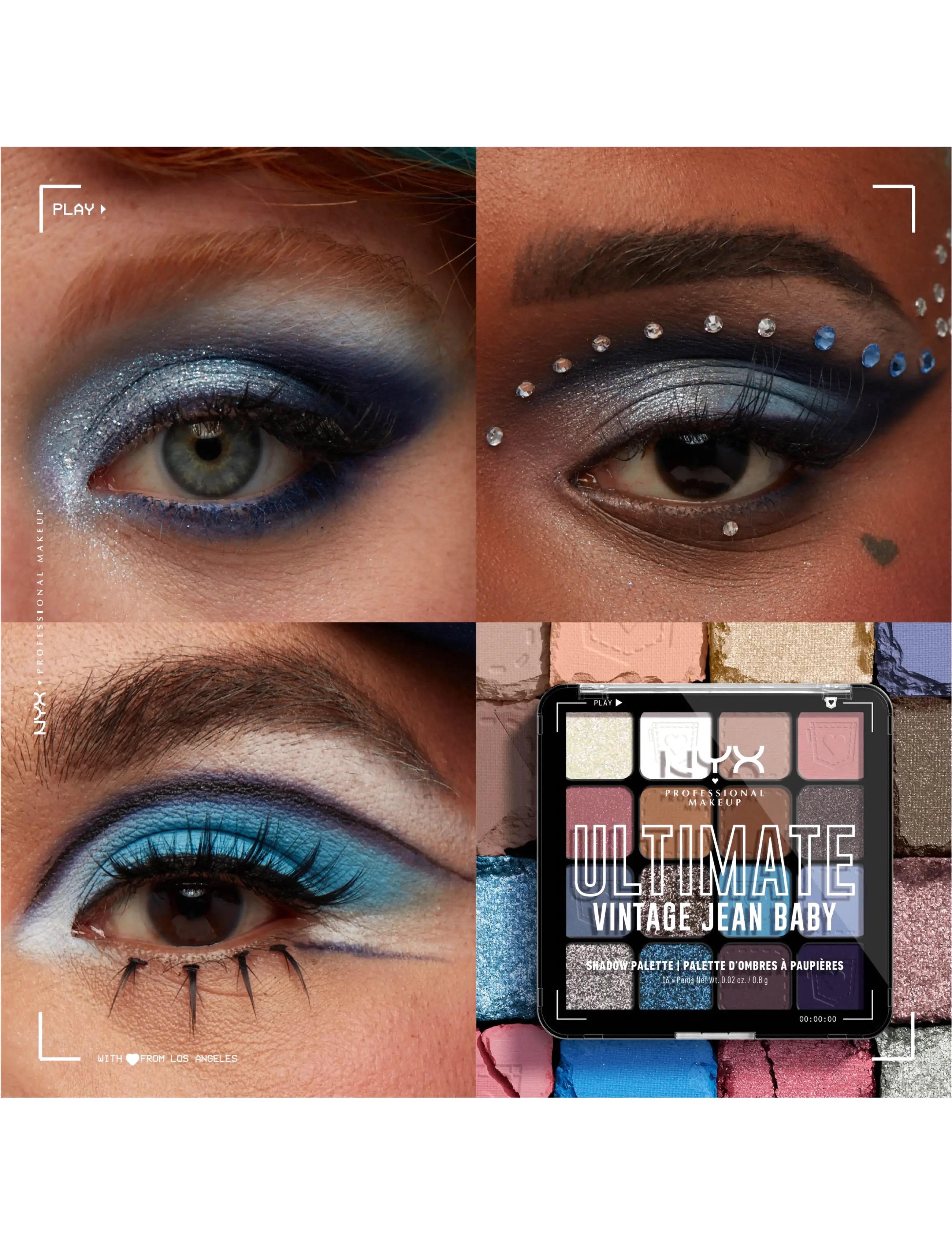 NYX Professional Makeup - NYX Professional Makeup Ultimate Shadow Palette 16 Pan 01W Vintage Jean Baby 12,8 g - Øjne & bryn - vintage jean baby - 3