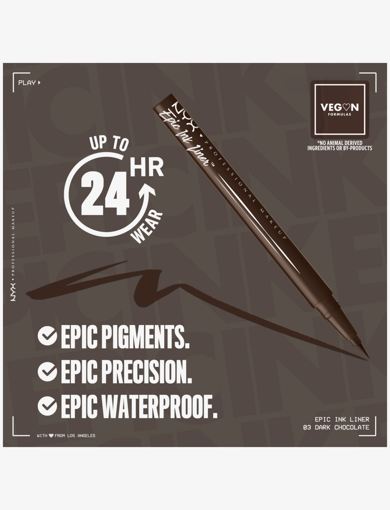 NYX Professional Makeup - NYX Professional Makeup Epic Ink 03 Dark Chocolate waterproof liquid eyeliner - dark chocolate - 3