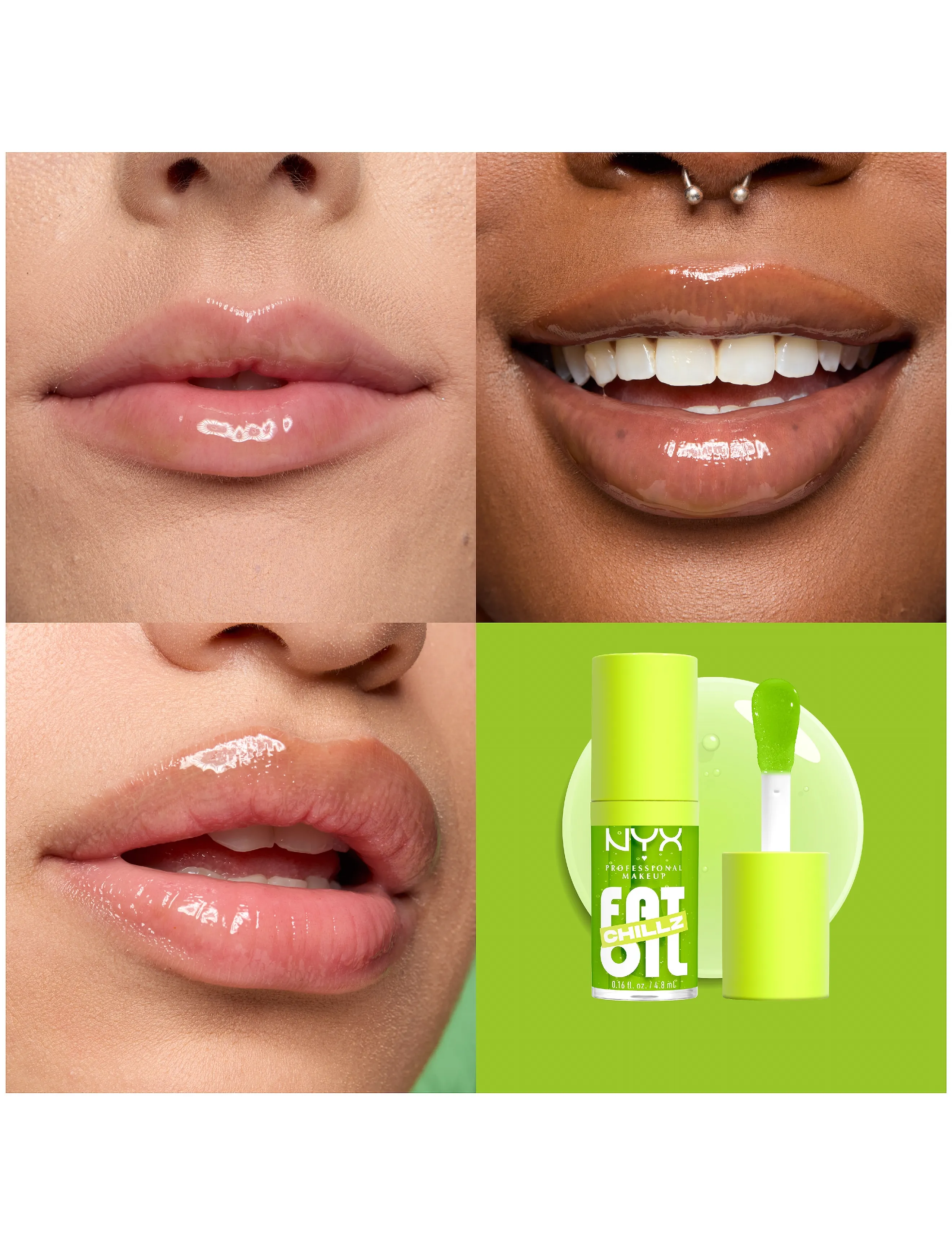 NYX Professional Makeup Nyx Professional Makeup Fat Oil Chillz Lip Drip Lip Oil 19 Kiwi Freezie 4,8 ml, 5 ml, Nude, Læber > Læbeolier, Dame