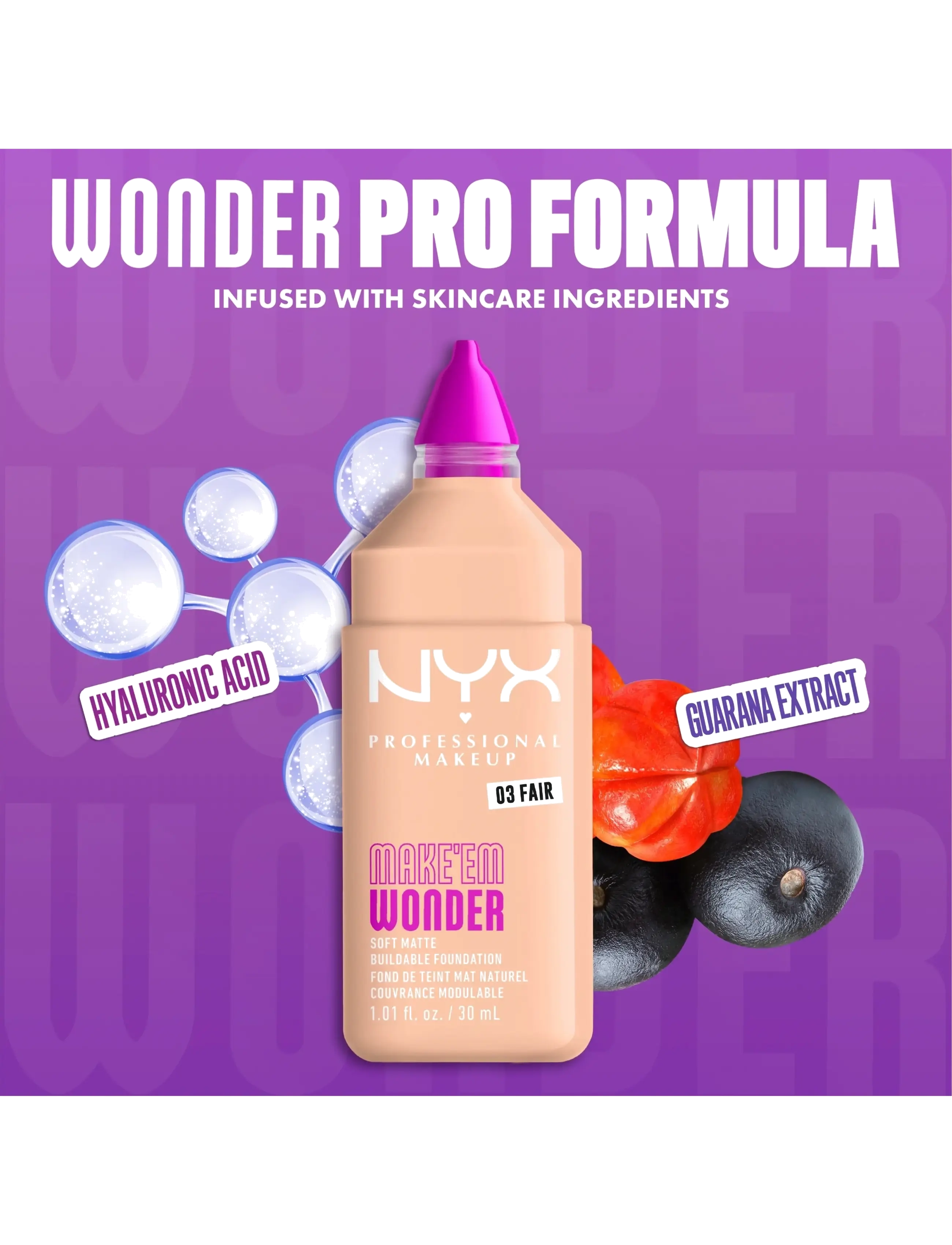 NYX Professional Makeup - NYX Professional Makeup Make Em Wonder Foundation - förðunarvörur - 03 fair - 3