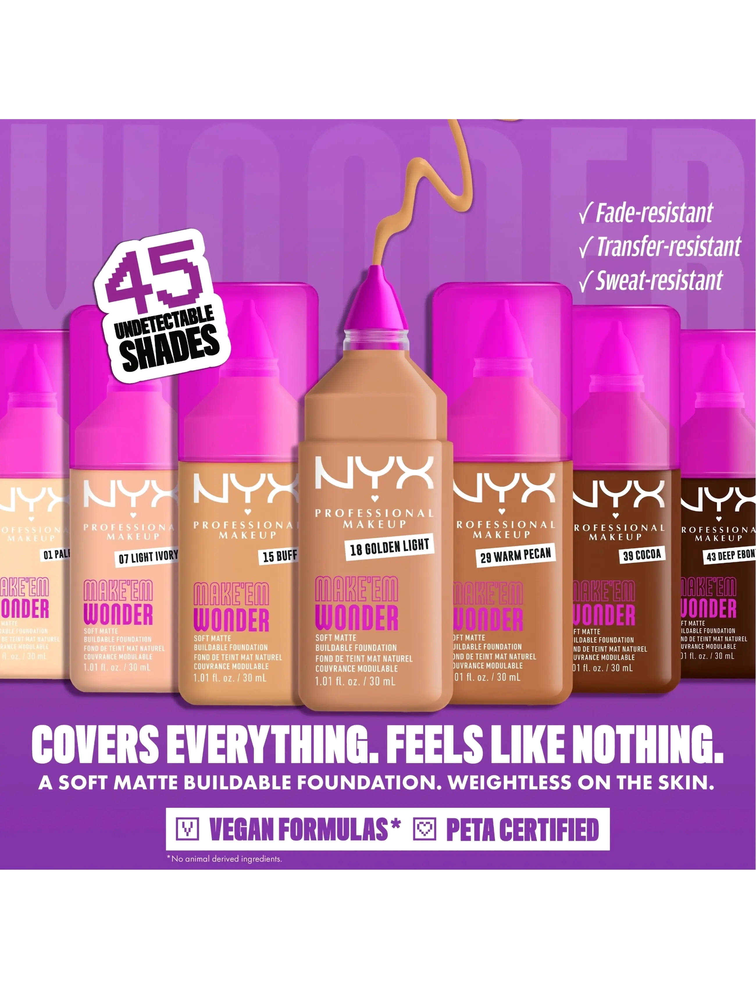 NYX Professional Makeup - NYX Professional Makeup Make Em Wonder Foundation - festklær til outlet-priser - 06 light - 1