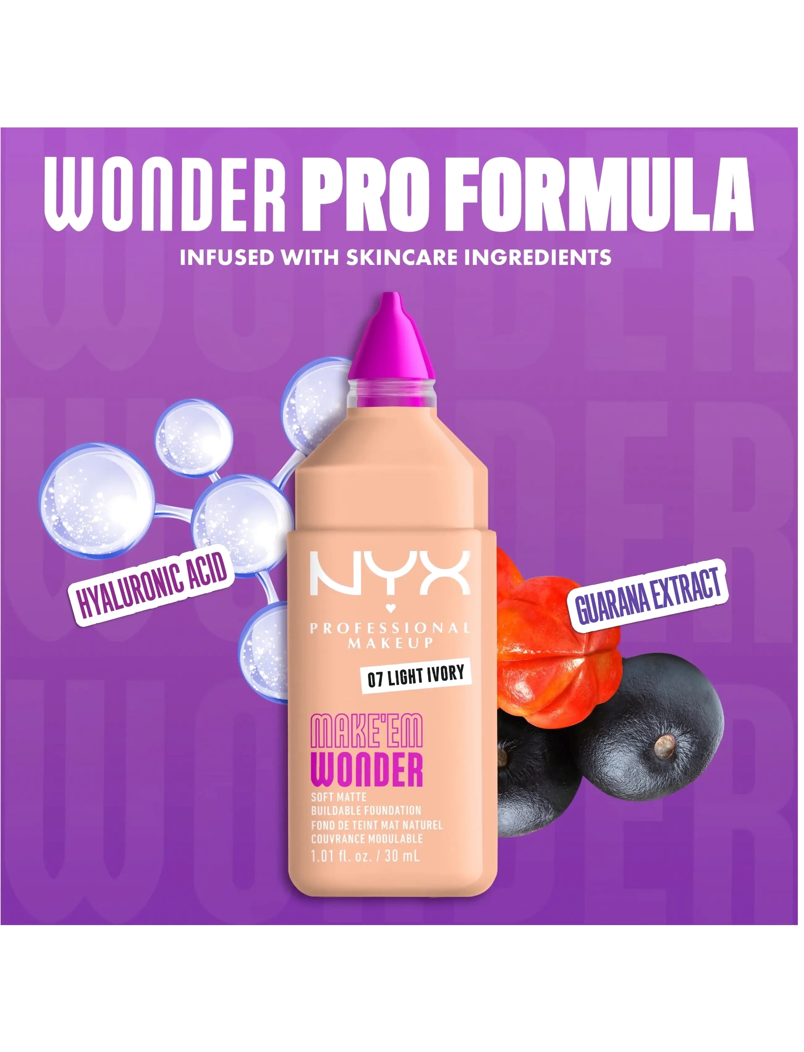 NYX Professional Makeup - NYX Professional Makeup Make Em Wonder Foundation - festklær til outlet-priser - 07 light ivory - 4