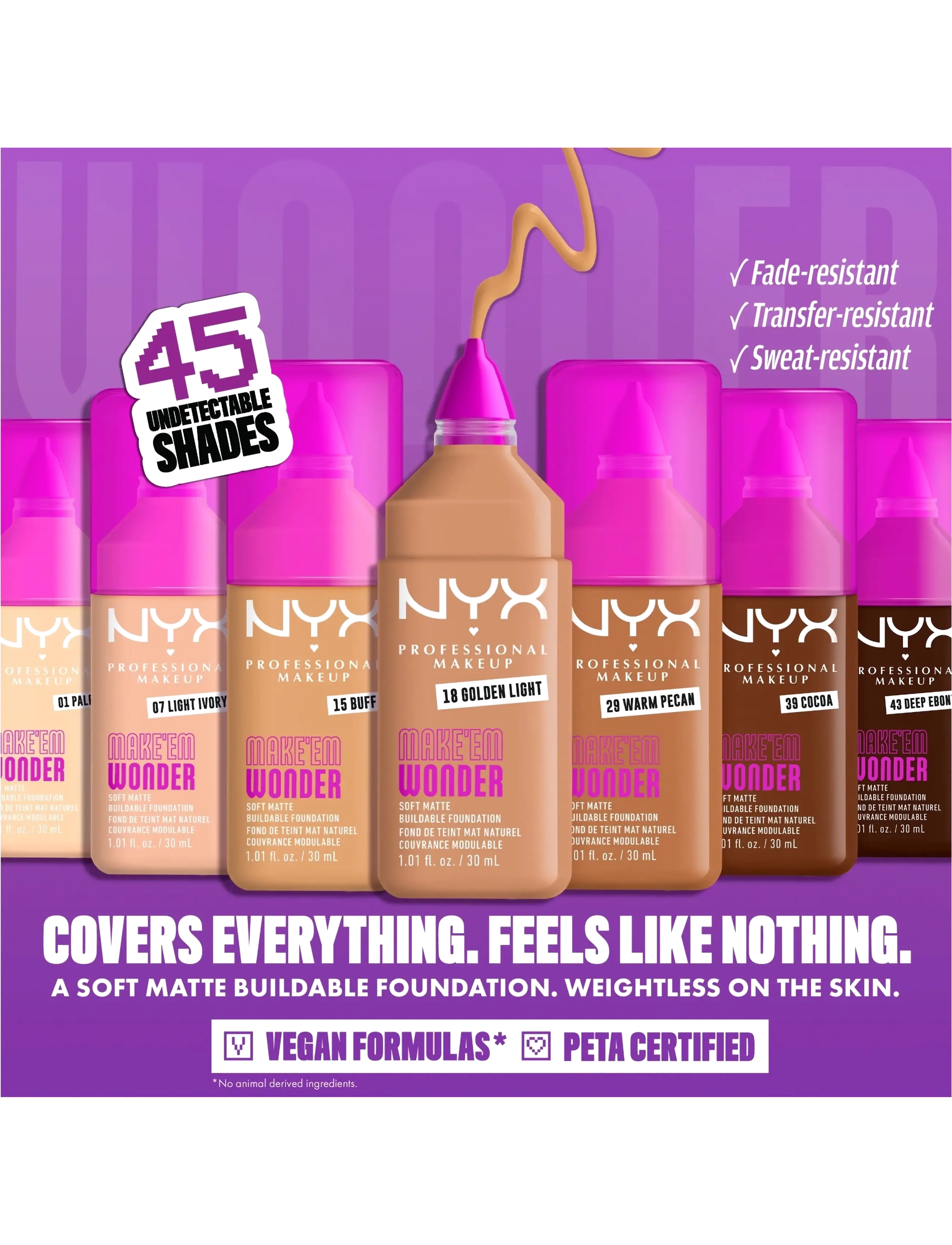 NYX Make'em Wonder Foundation #17-medium Olive dam – bild 4