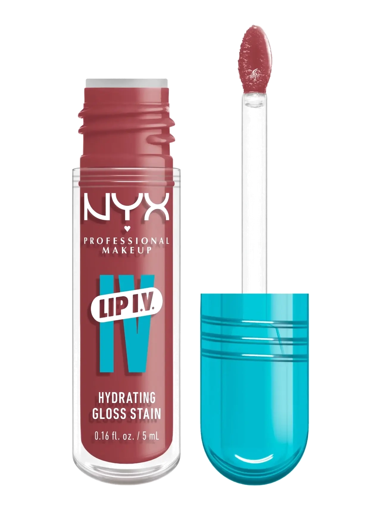 NYX Professional Makeup Lip I.v. Hydrating Gloss Stain Lip Gloss 17 Petal Pourin 5 Ml, Lipgloss, Bordeaux, Str: 5 G