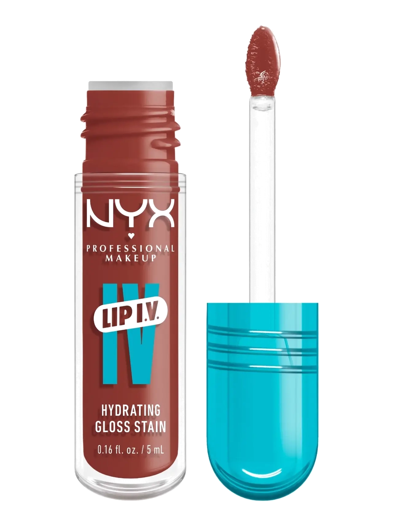 NYX Professional Makeup Lip I.v. Hydrating Gloss Stain Lip Gloss 18 Drippin' Nude 5 Ml, Lipgloss, Brun, Str: 5 G