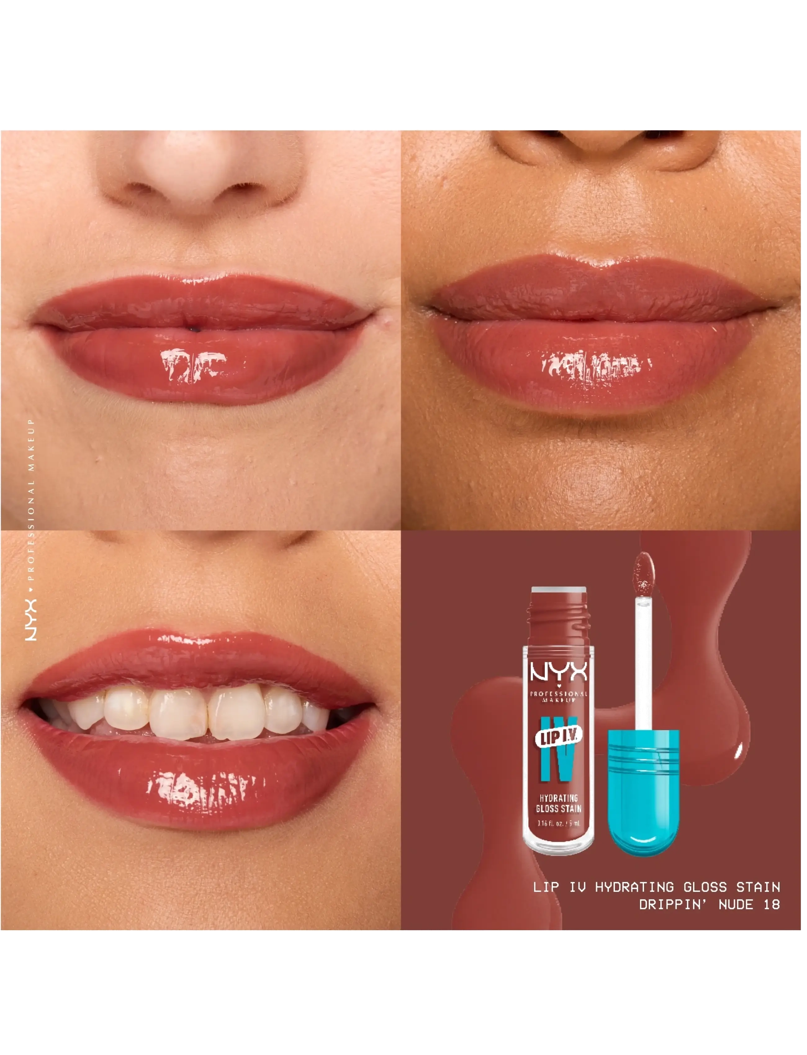 NYX Professional Makeup - NYX Professional Makeup Lip I.V. Hydrating Gloss Stain Lip gloss 18 Drippin' Nude 5 ml - lip stain - drippin' nude - 2