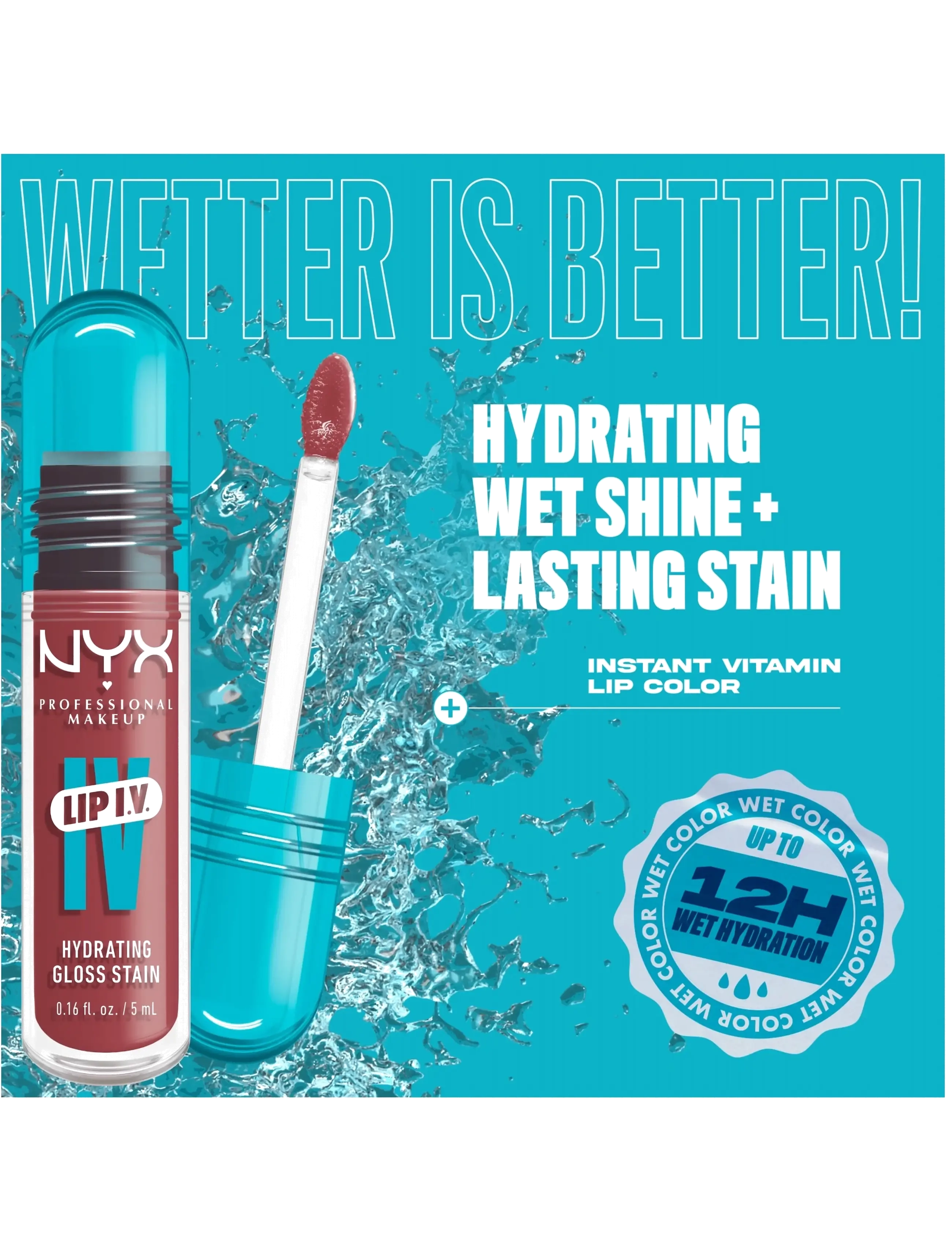 NYX Professional Makeup - NYX Professional Makeup Lip I.V. Hydrating Gloss Stain Lip gloss 18 Drippin' Nude 5 ml - lip stain - drippin' nude - 4