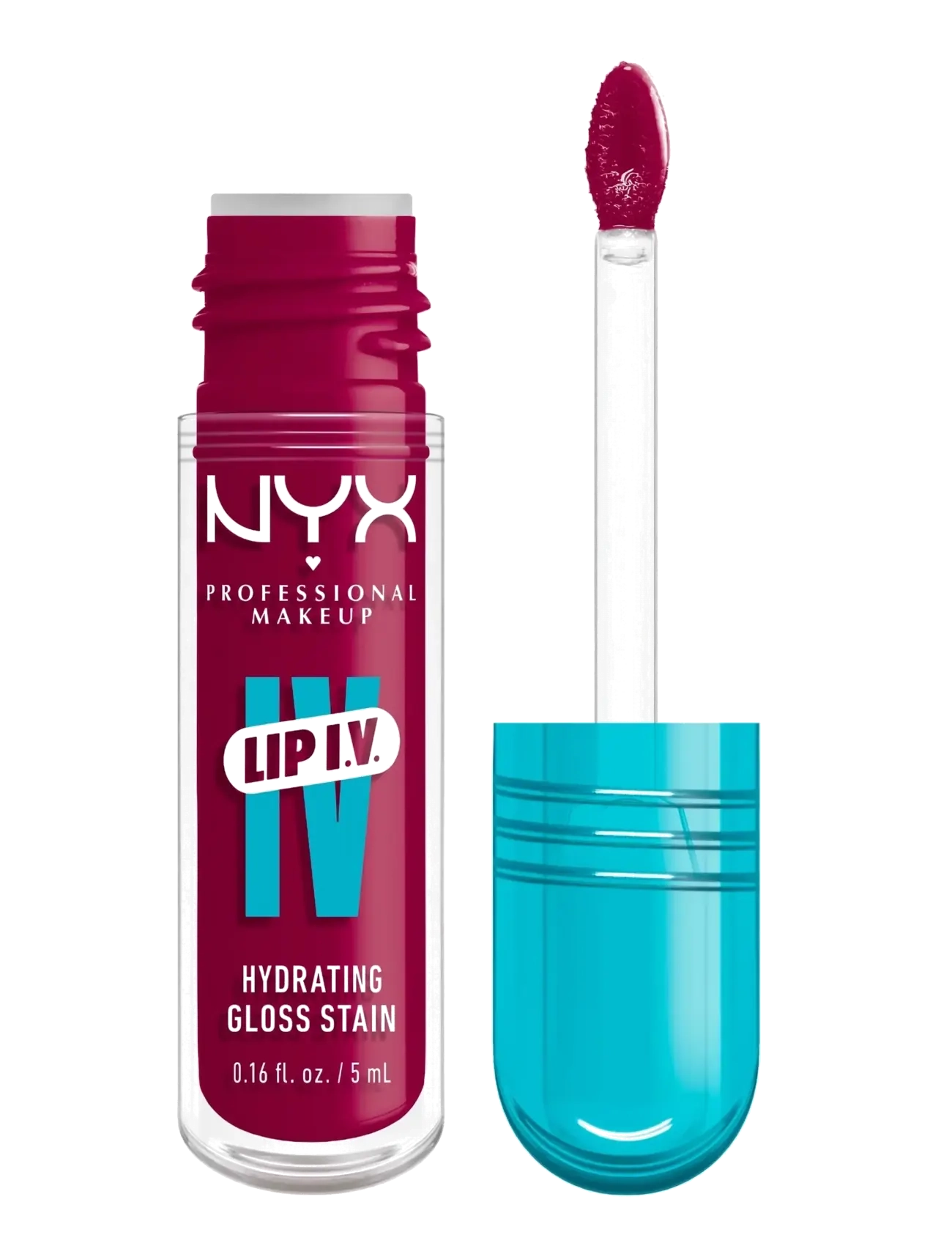 NYX Professional Makeup Lip I.v. Hydrating Gloss Stain Lip Gloss 19 Magenta Mist 5 Ml, Lipgloss, Bordeaux, Str: 5 G