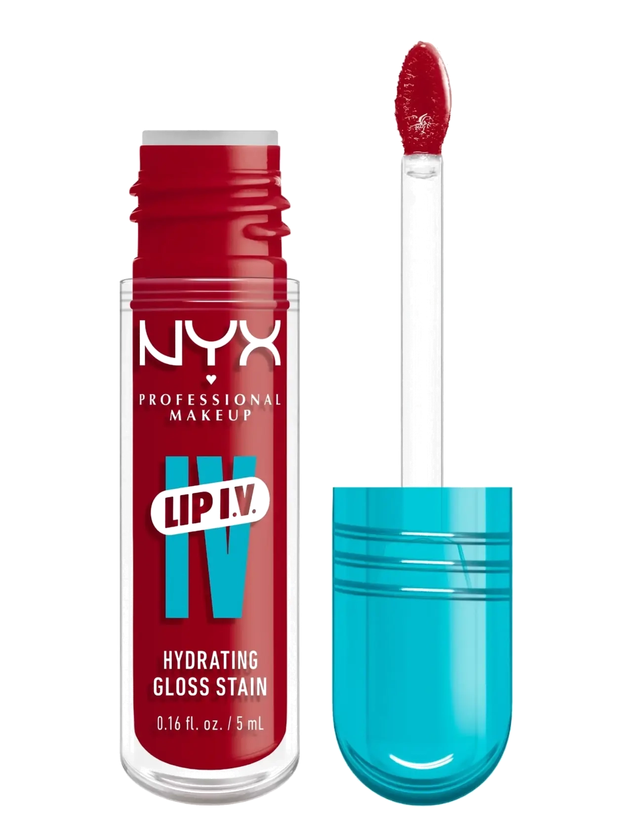 NYX Professional Makeup Lip I.v. Hydrating Gloss Stain Lip Gloss 22 Cherry Drenched 5 Ml, Lipgloss, Rød, Str: 5 G