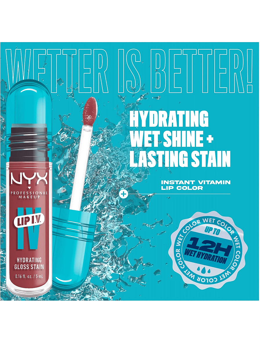 NYX Professional Makeup - NYX Professional Makeup Lip I.V. Hydrating Gloss Stain Lip gloss 22 Cherry Drenched 5 ml - lip stain - cherry drenched - 4