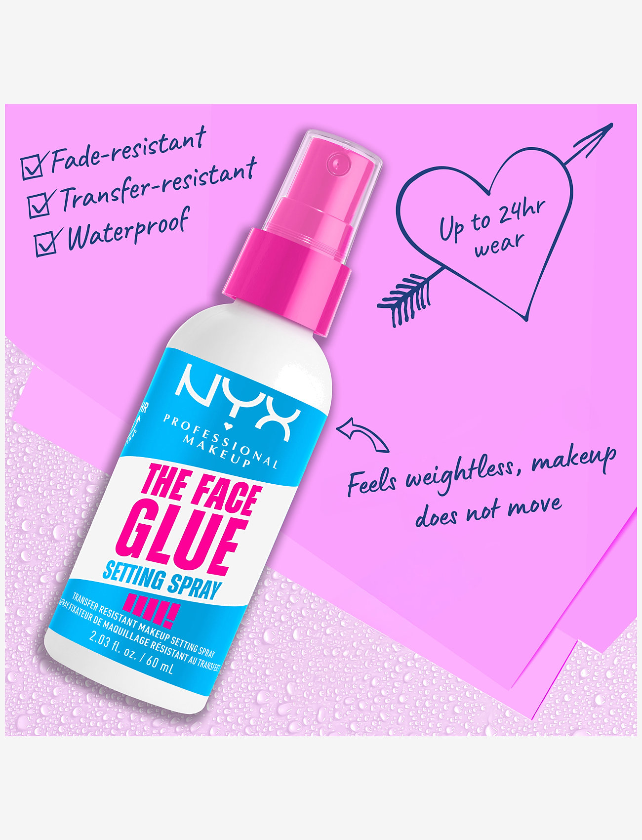 NYX Professional Makeup - NYX Professional Makeup The Face Glue Setting Spray 60 ml - smink - clear - 1