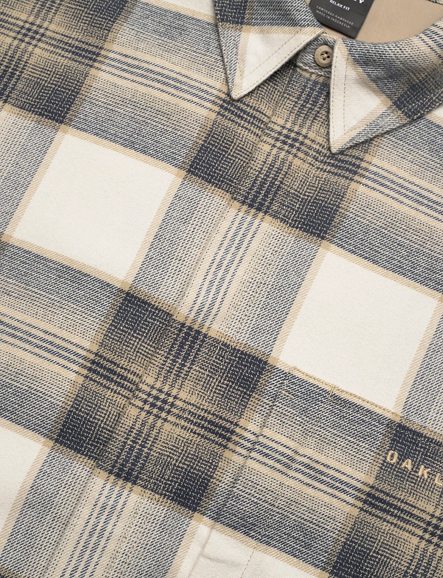 OAKLEY - OAK PLAID LS SHIRT - palaidinės ir marškinėliai - white/black/pebble - 3