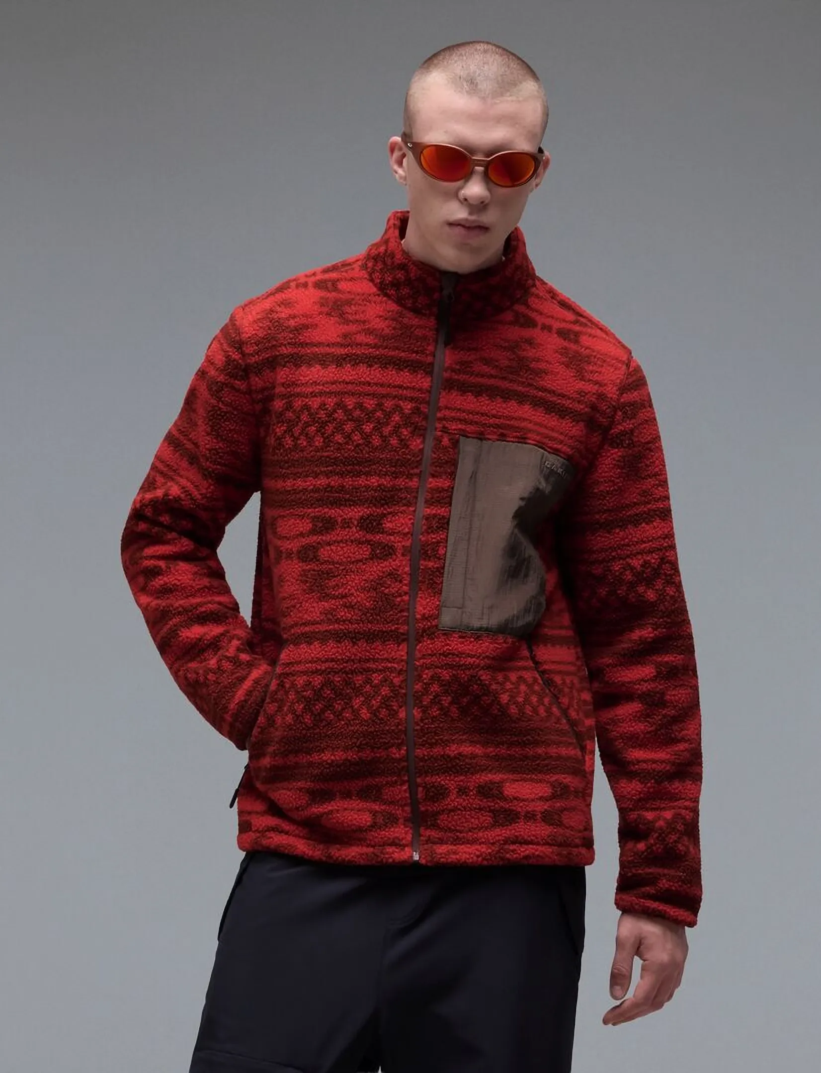 OAKLEY - SNOWDRIFT MOUNTAIN FIRE SHERPA - kampsunid ja vahekihid - mntn pat flm red/drk umb - 3